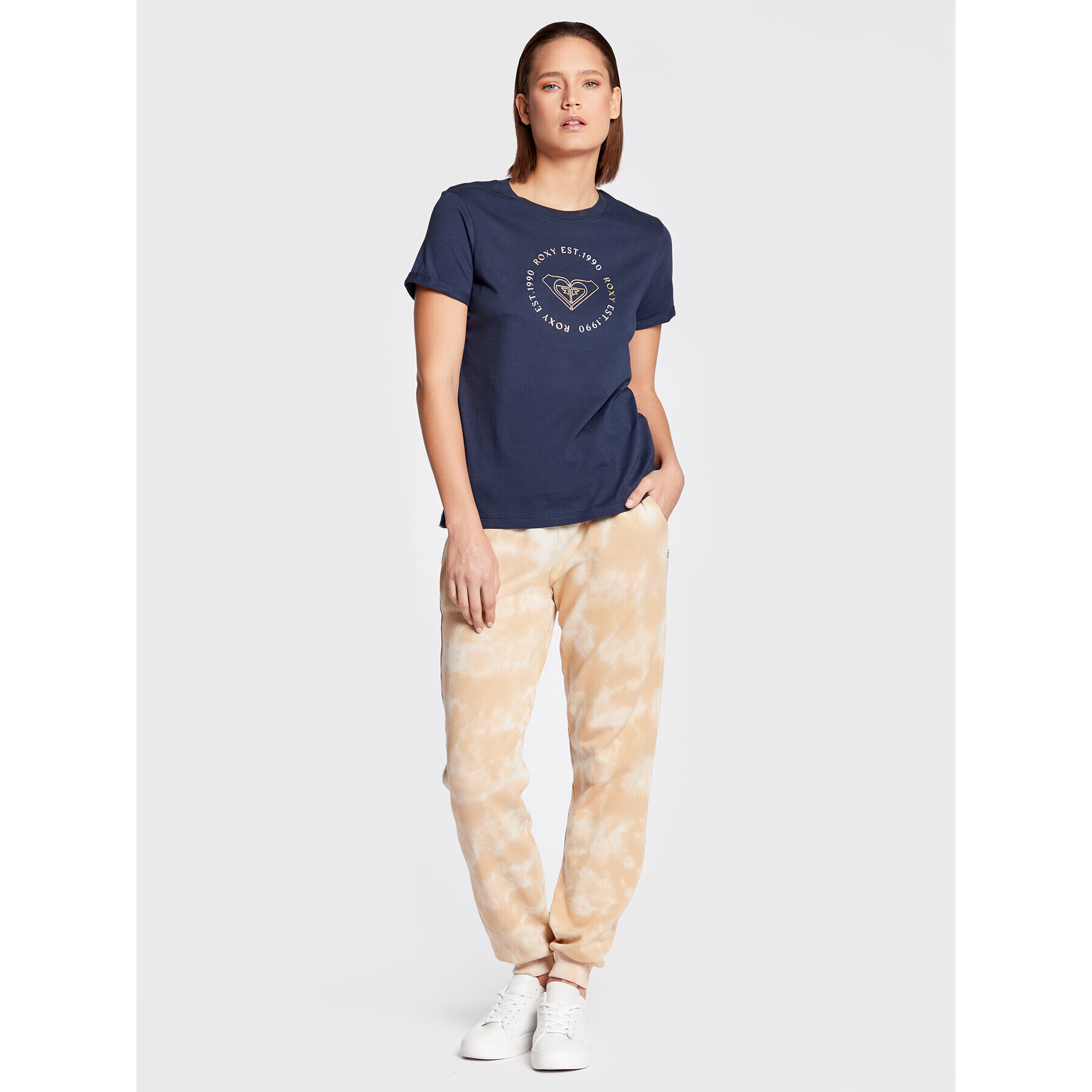 Roxy Pantaloni trening Fools Gold ERJFB03340 Bej Relaxed Fit - Pled.ro