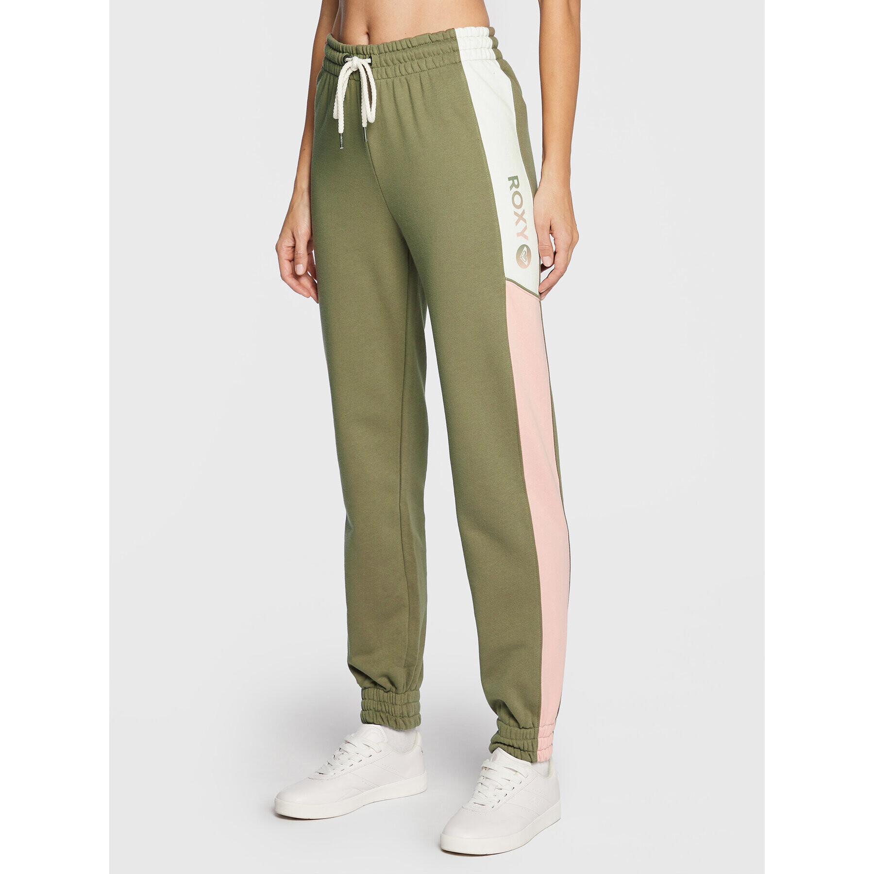 Roxy Pantaloni trening Lets Get Going ERJFB03336 Verde Relaxed Fit - Pled.ro