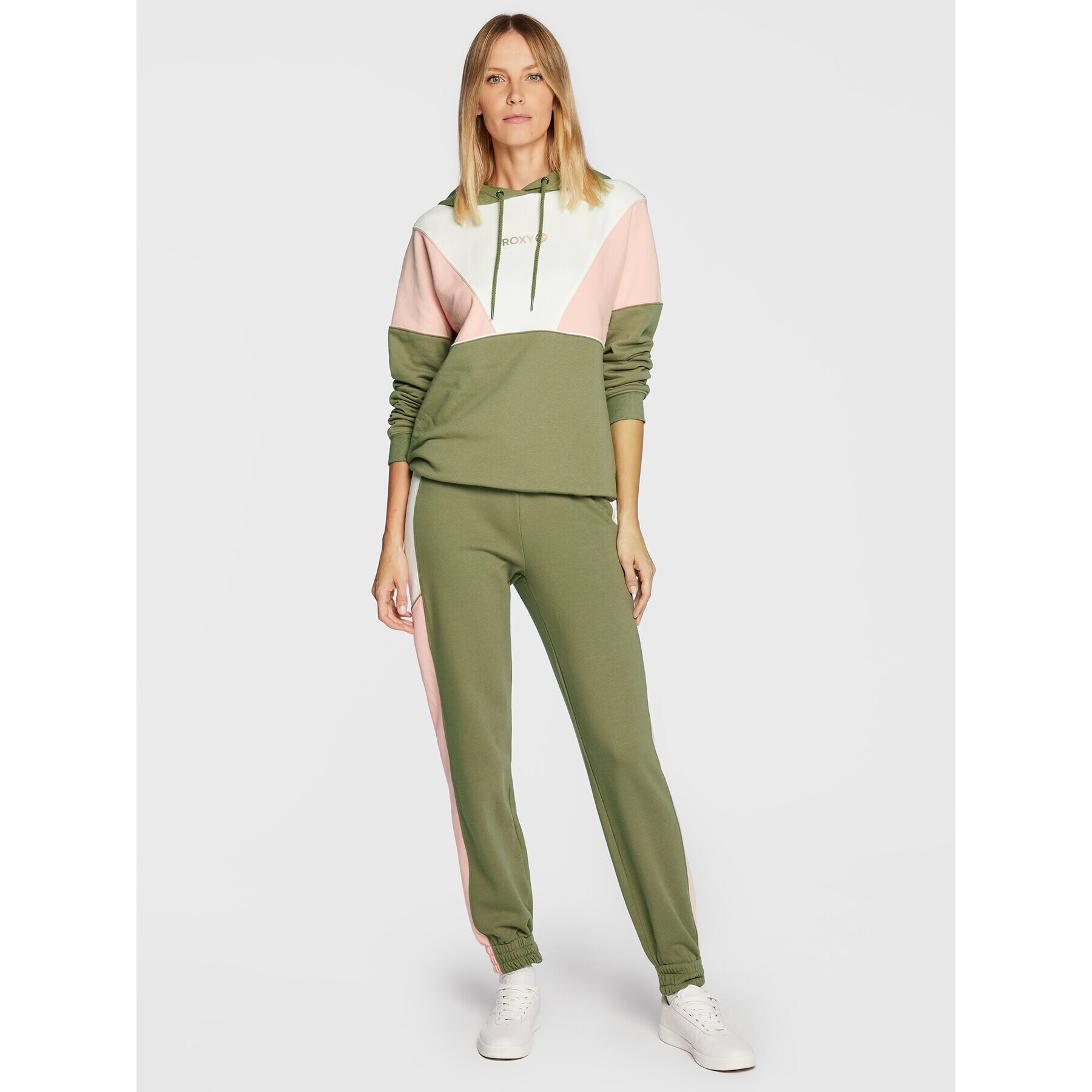 Roxy Pantaloni trening Lets Get Going ERJFB03336 Verde Relaxed Fit - Pled.ro