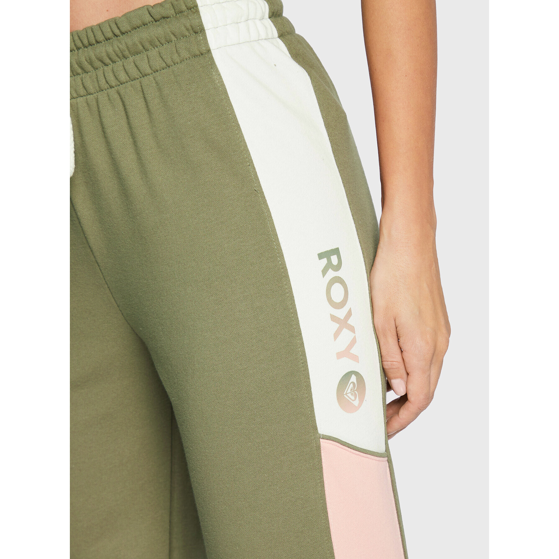 Roxy Pantaloni trening Lets Get Going ERJFB03336 Verde Relaxed Fit - Pled.ro