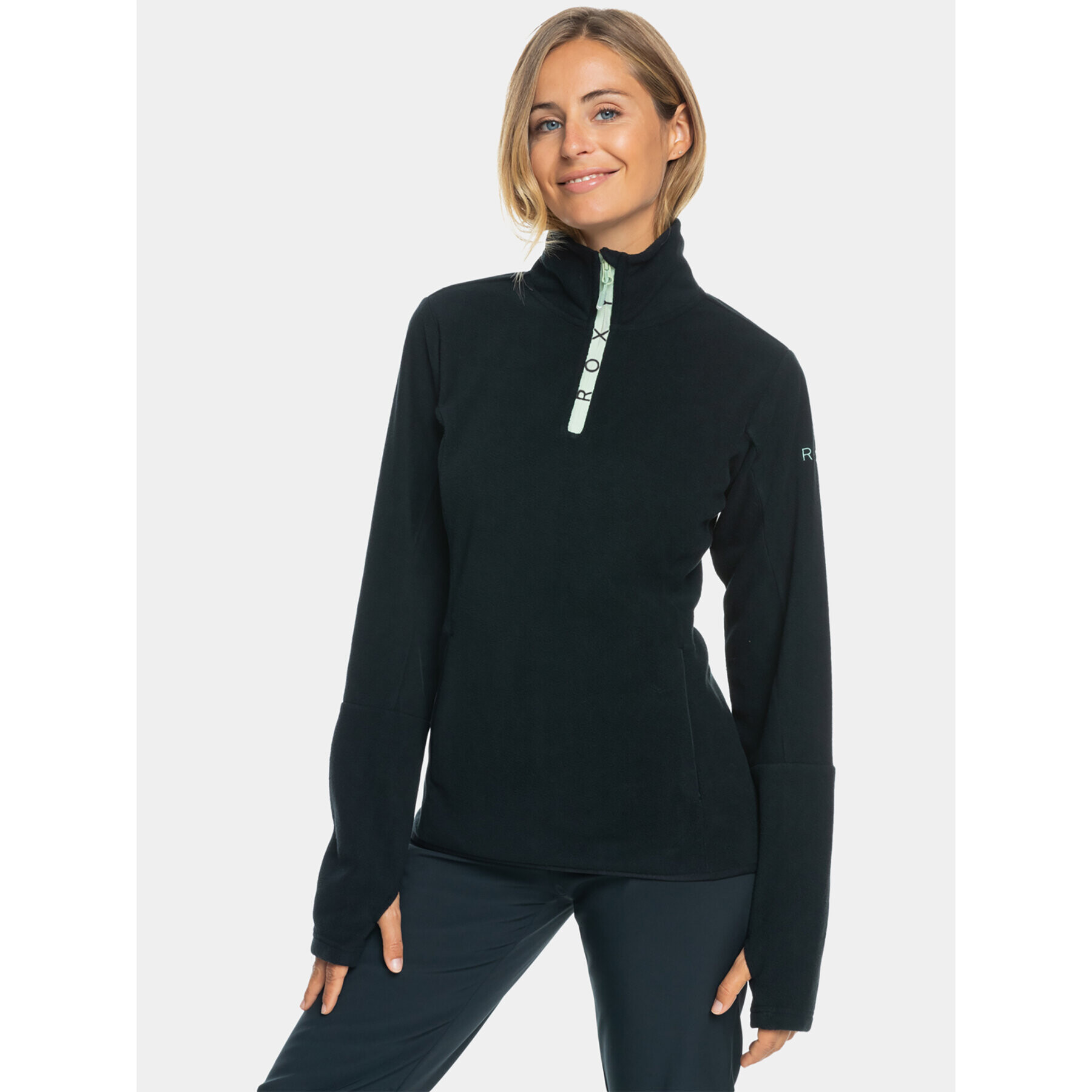 Roxy Polar Sayna Half Zip Otlr ERJFT04719 Negru Regular Fit - Pled.ro