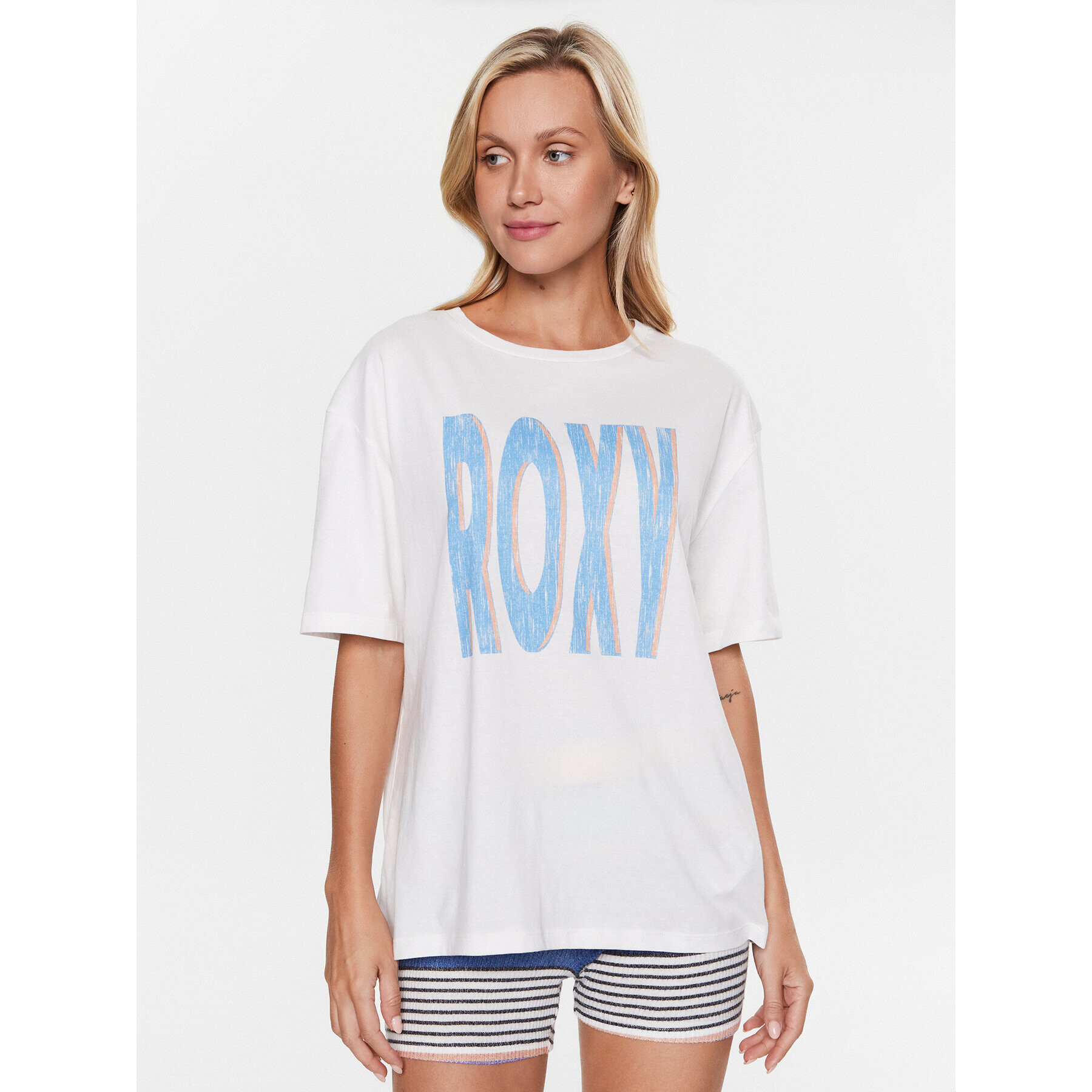 Roxy Tricou ERJZT05461 Alb Regular Fit - Pled.ro