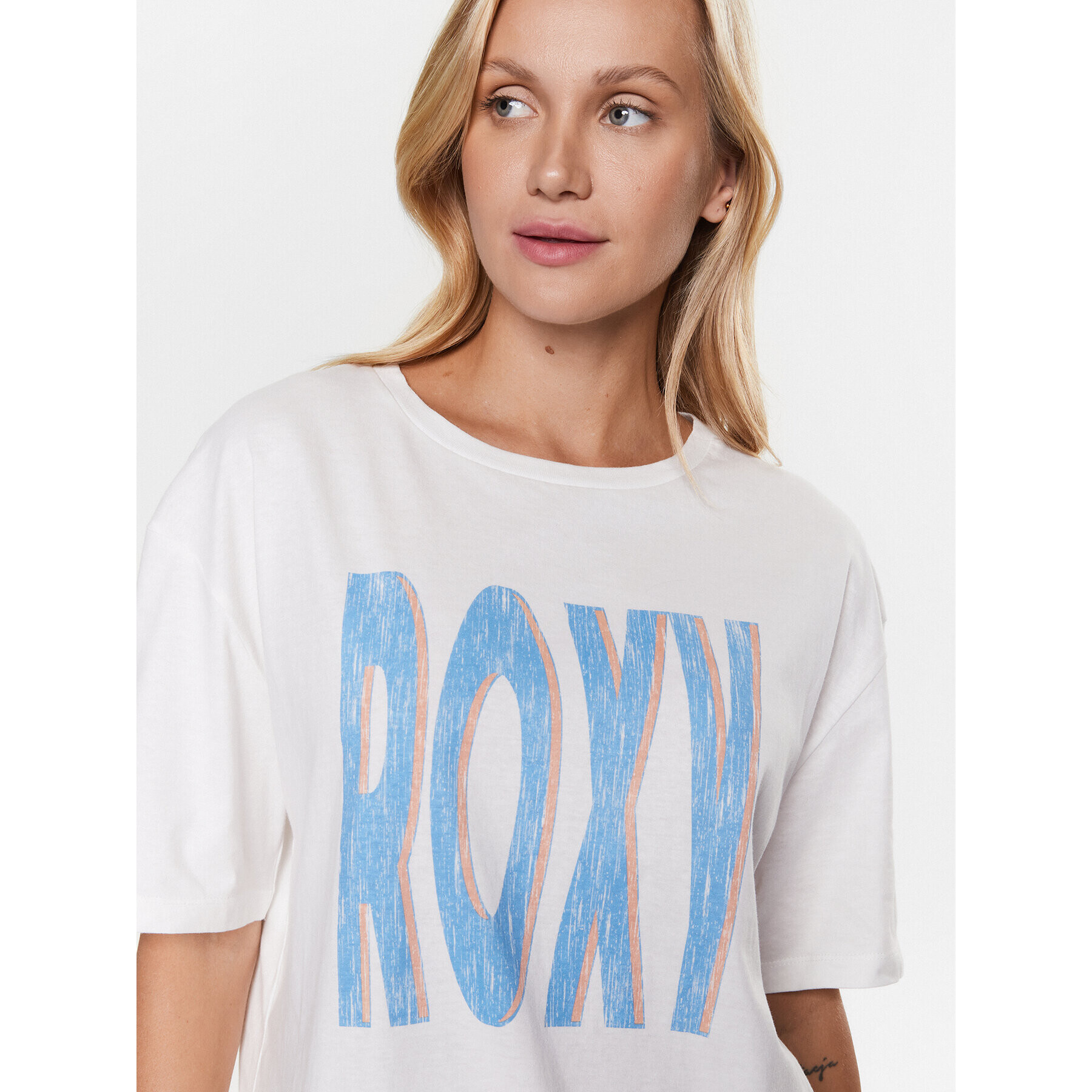 Roxy Tricou ERJZT05461 Alb Regular Fit - Pled.ro