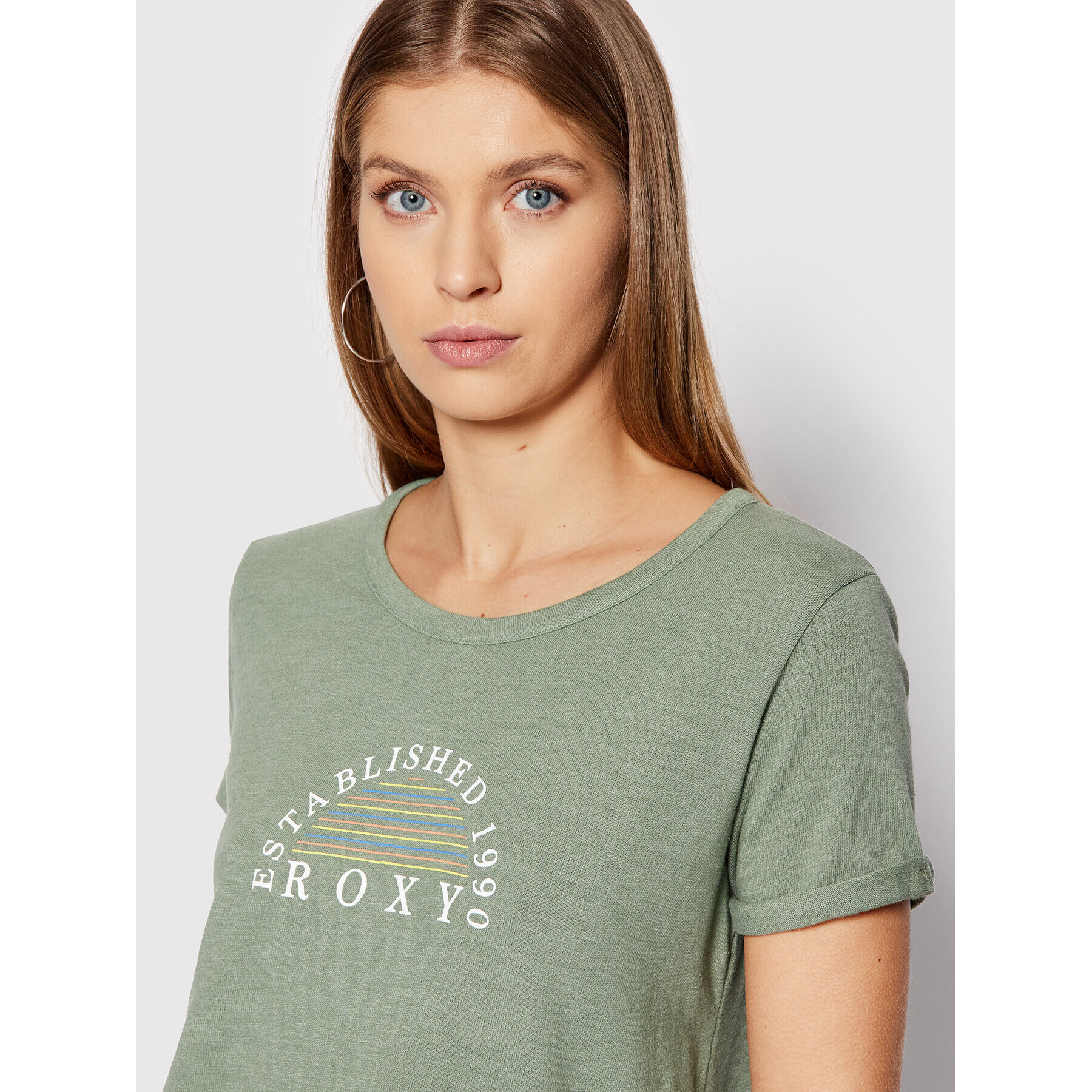 Roxy Tricou Oceanaholic ERJZT05354 Verde Regular Fit - Pled.ro