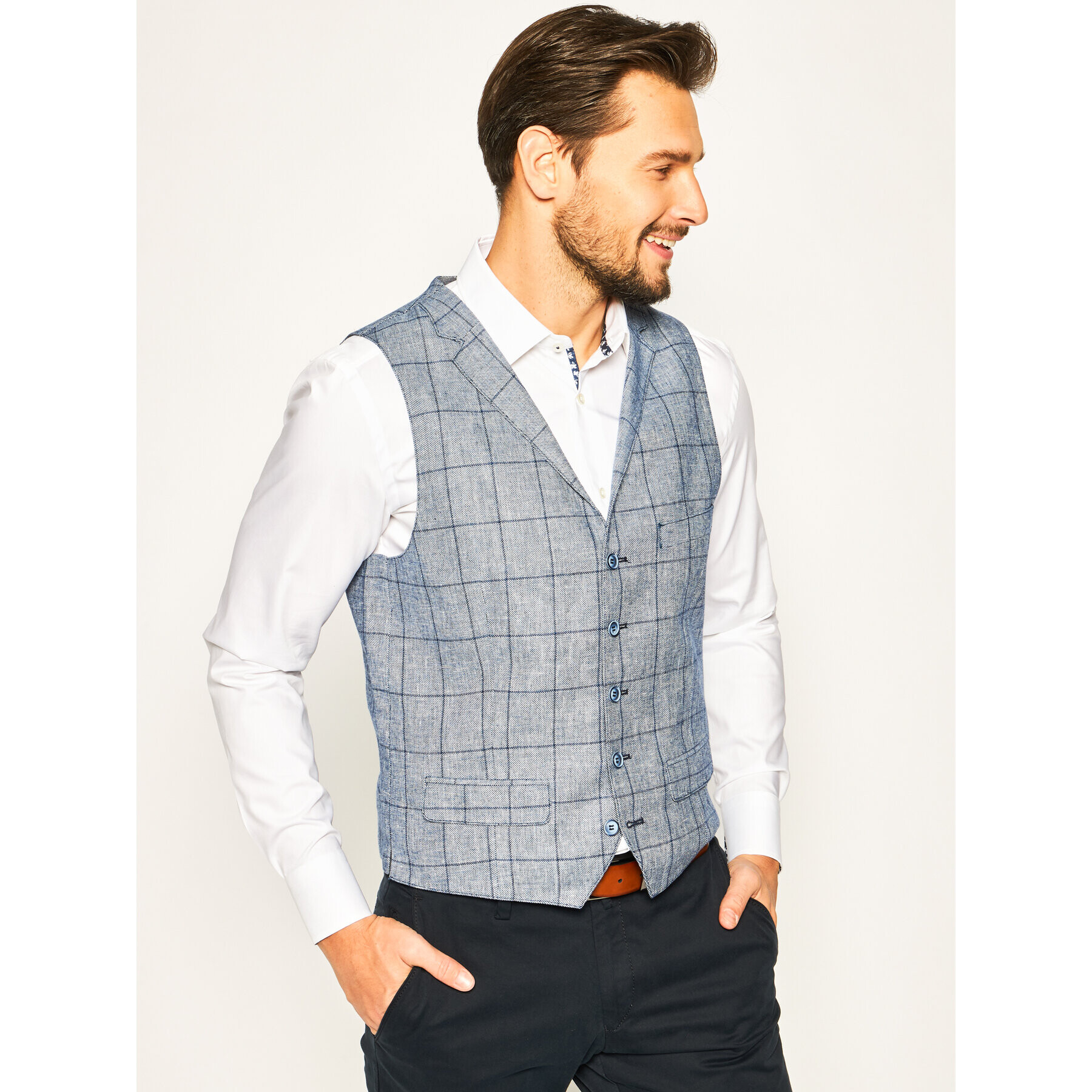 Roy Robson Vestă 23-05 Albastru Regular Fit - Pled.ro