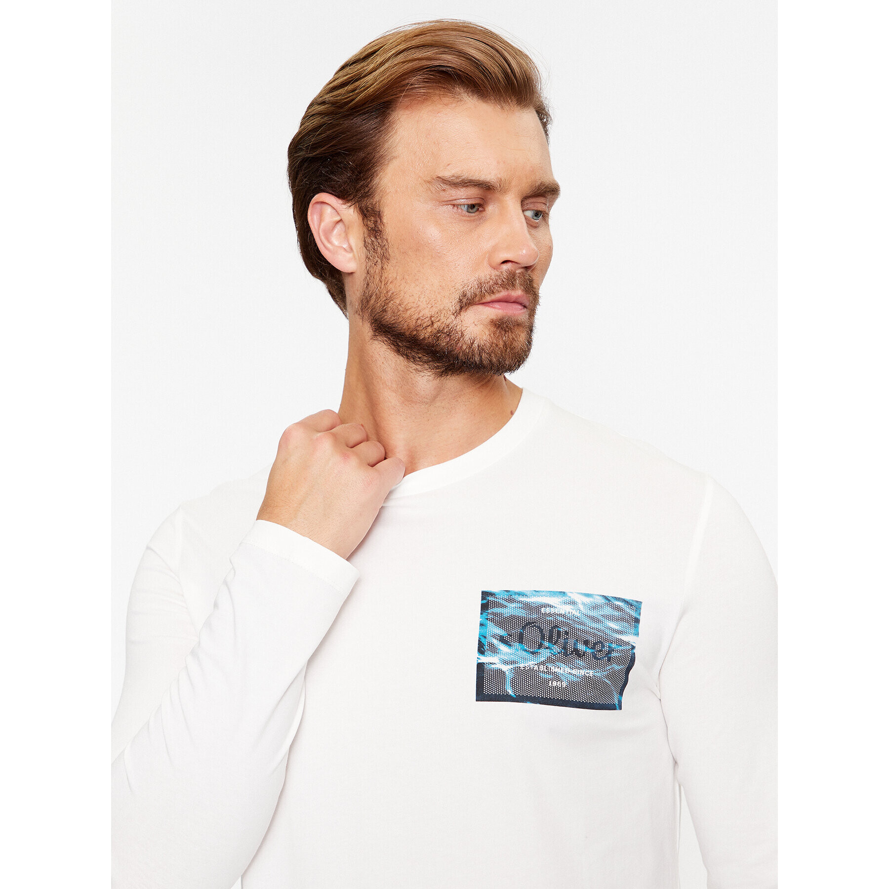 s.Oliver Longsleeve 2135693 Alb Regular Fit - Pled.ro