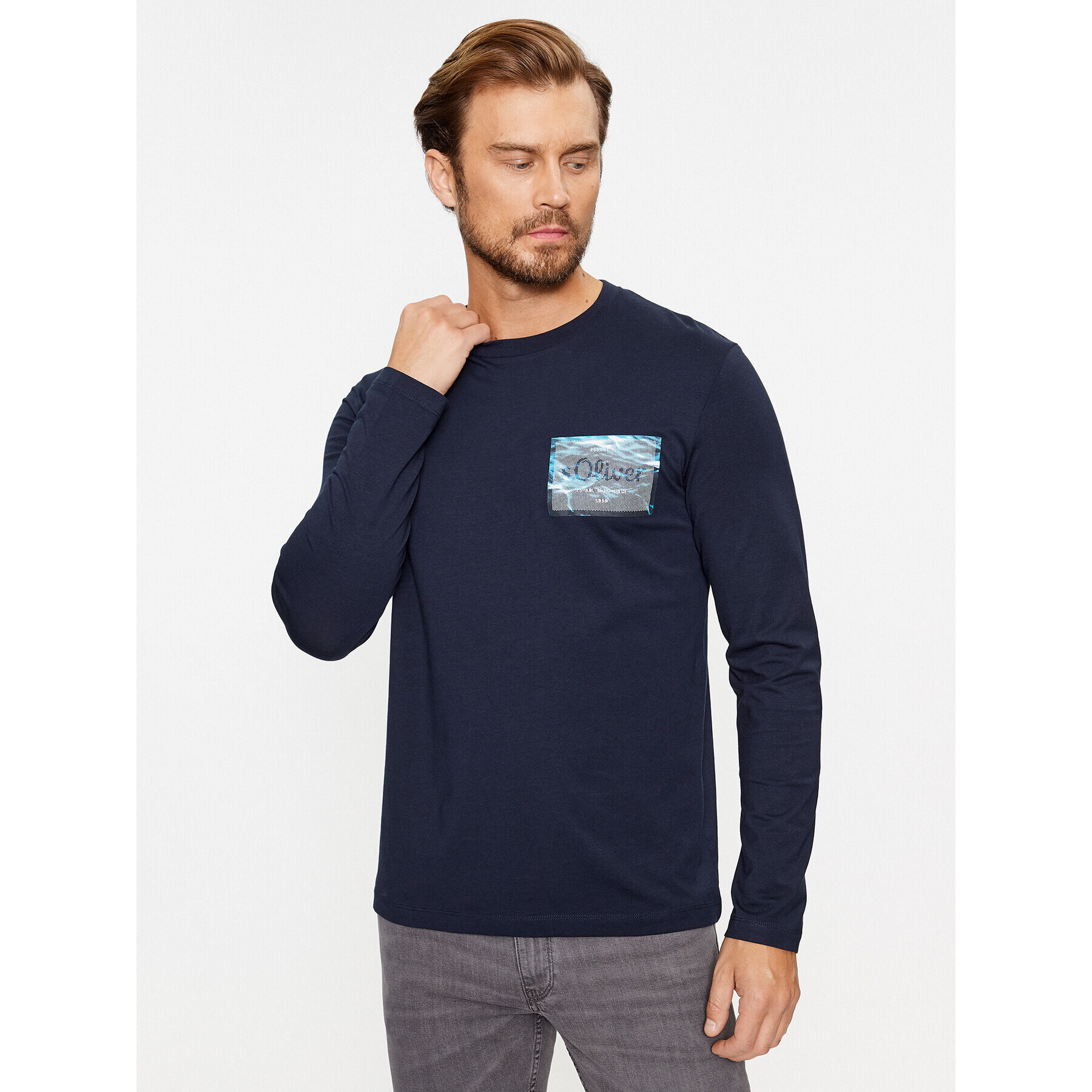 s.Oliver Longsleeve 2135693 Bleumarin Regular Fit - Pled.ro