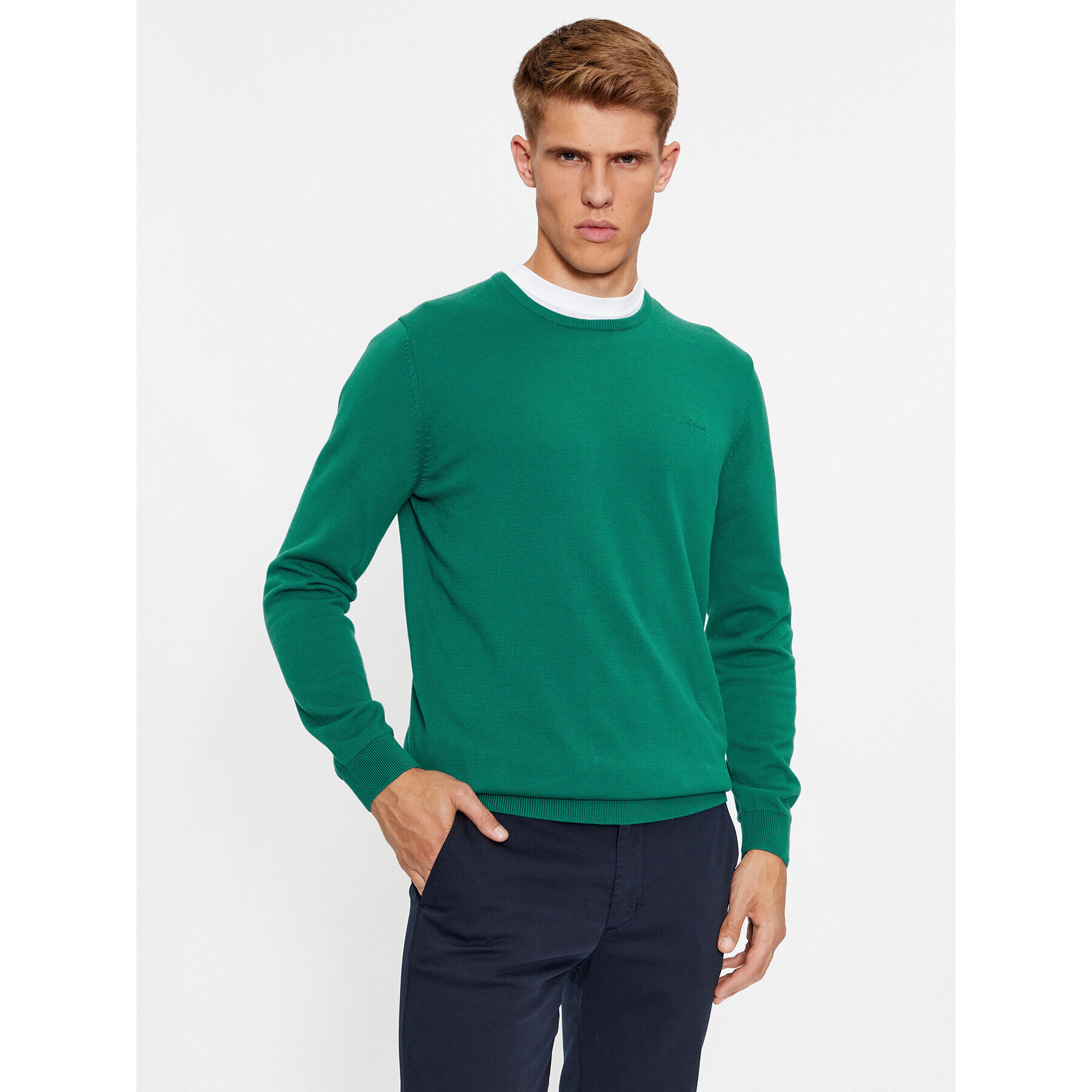 s.Oliver Pulover 2134587 Verde Regular Fit - Pled.ro