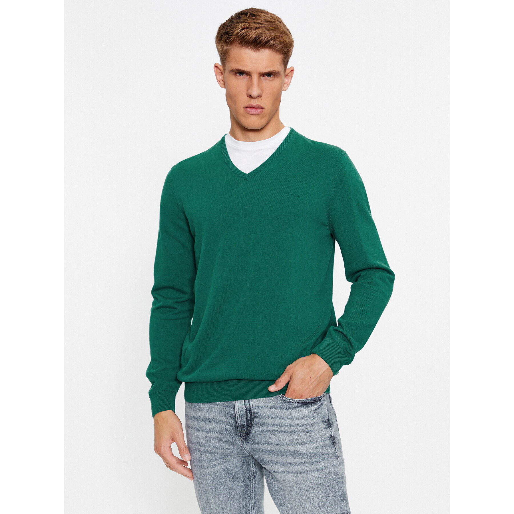 s.Oliver Pulover 2134588 Verde Regular Fit - Pled.ro