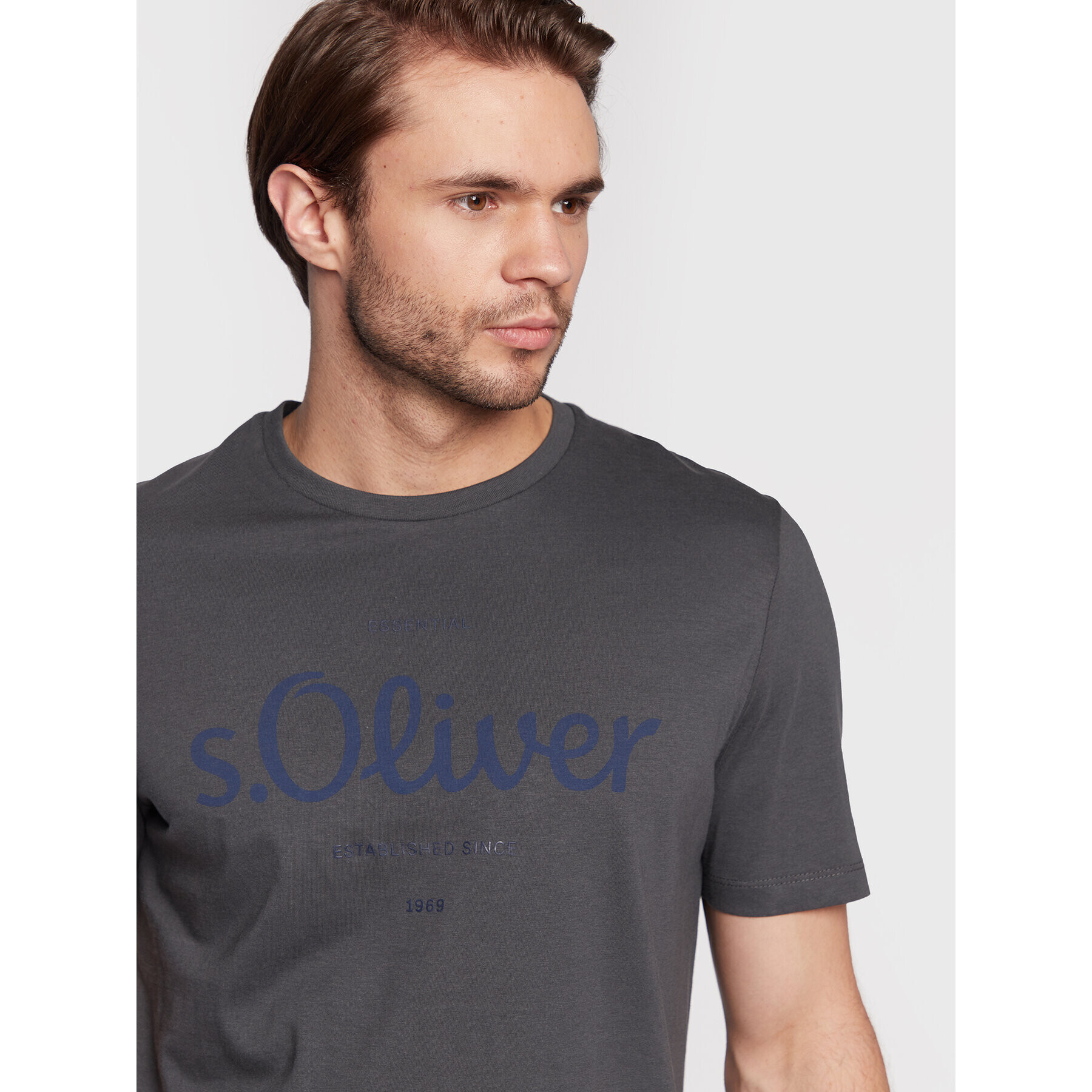 s.Oliver Tricou 2057432 Gri Regular Fit - Pled.ro