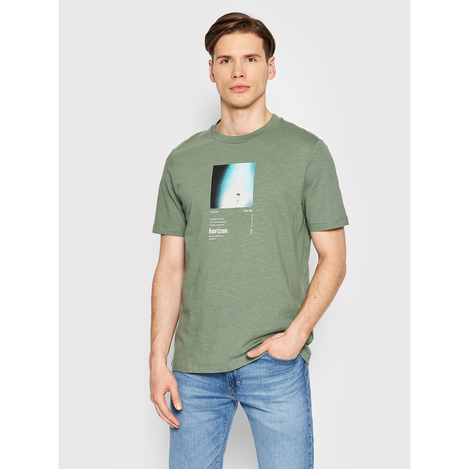 s.Oliver Tricou 2111341 Verde Regular Fit - Pled.ro