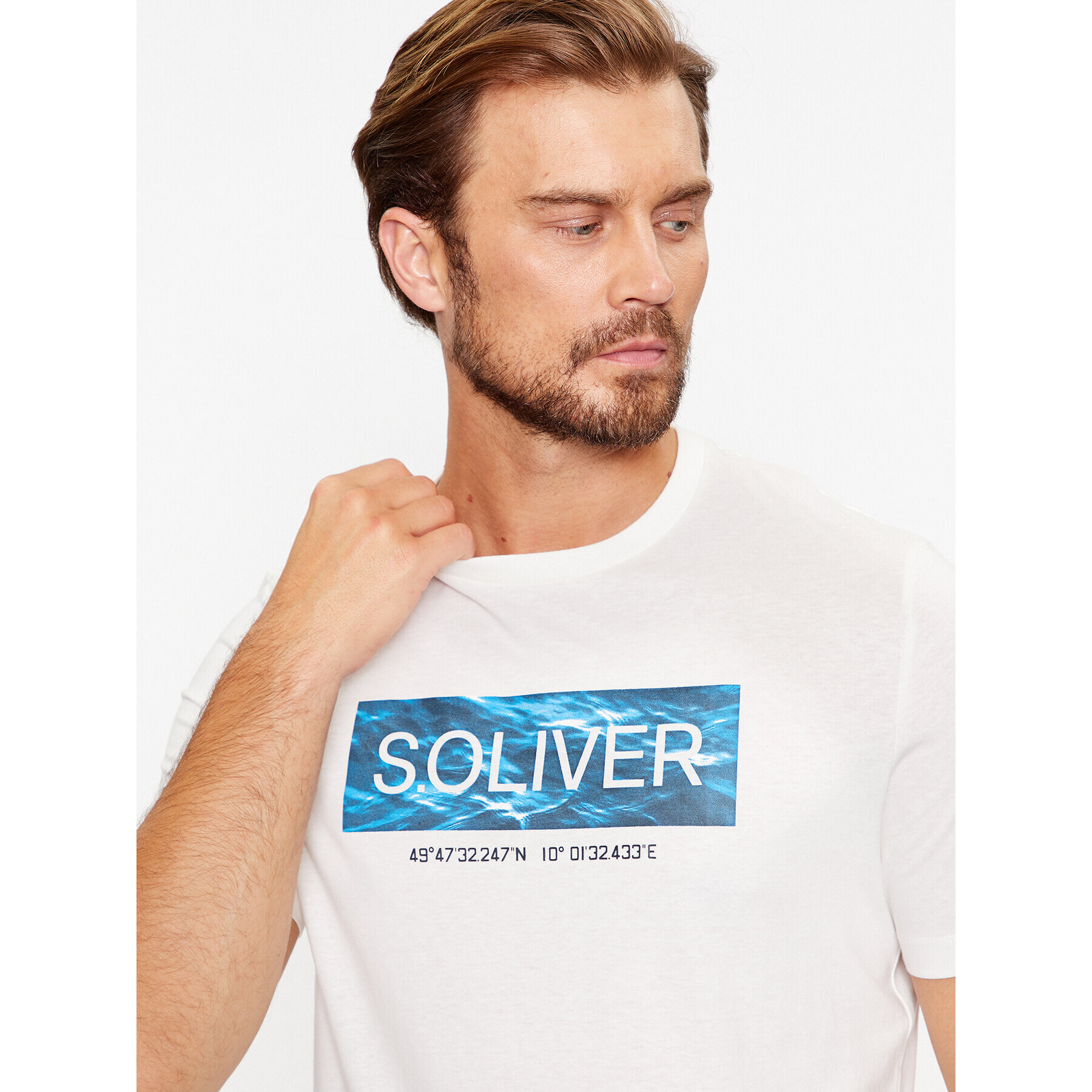 s.Oliver Tricou 2135685 Alb Regular Fit - Pled.ro