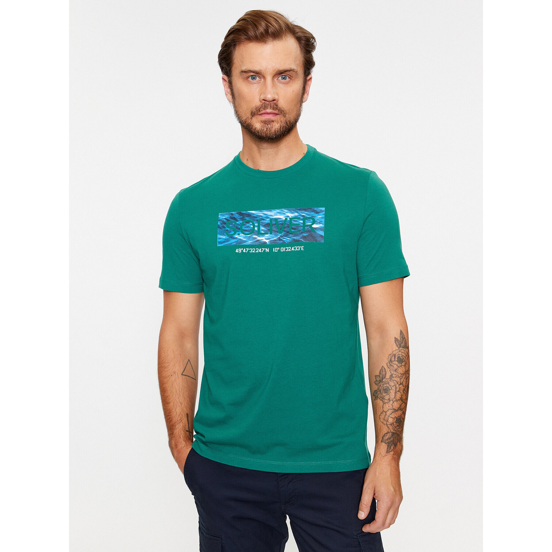 s.Oliver Tricou 2135685 Verde Regular Fit - Pled.ro