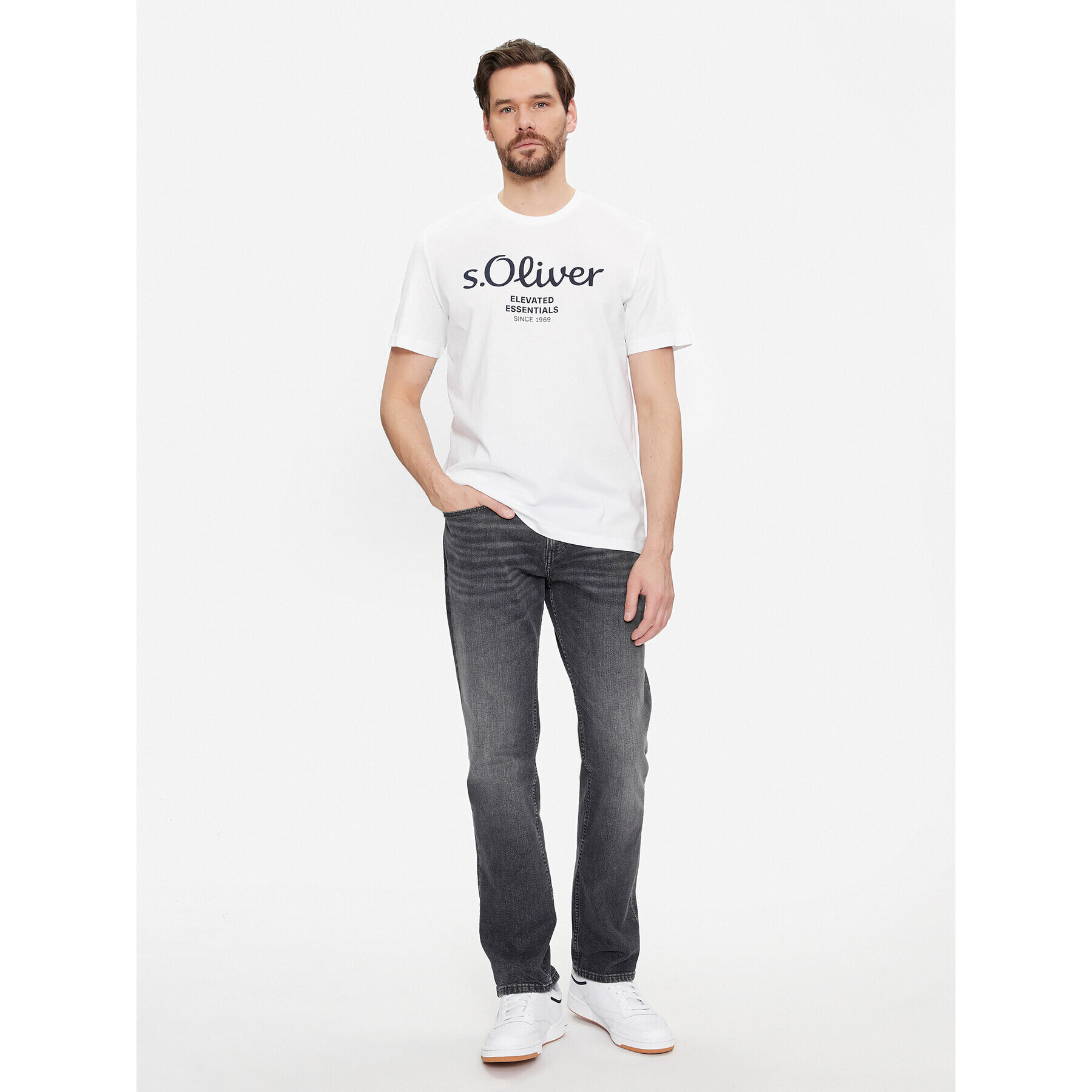 s.Oliver Tricou 2139909 Alb Regular Fit - Pled.ro