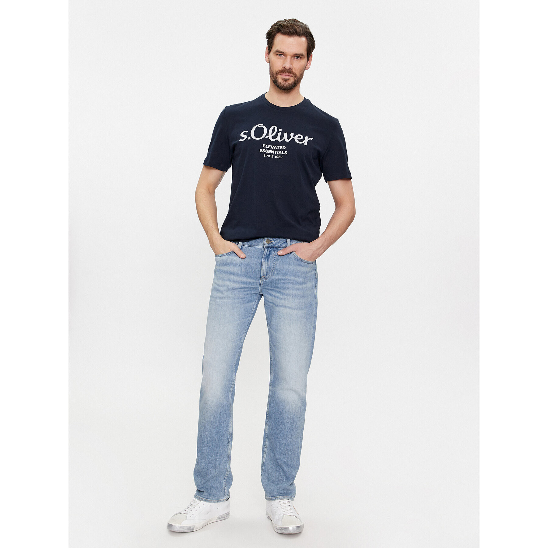 s.Oliver Tricou 2139909 Albastru Regular Fit - Pled.ro