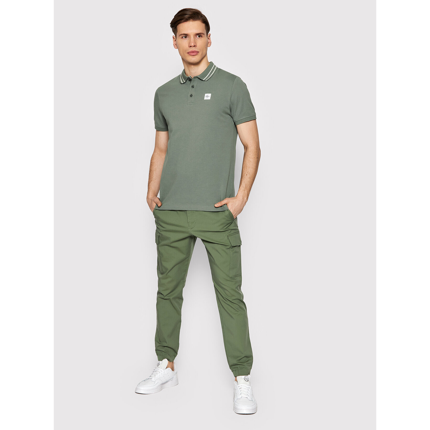 s.Oliver Tricou polo 2111299 Verde Regular Fit - Pled.ro