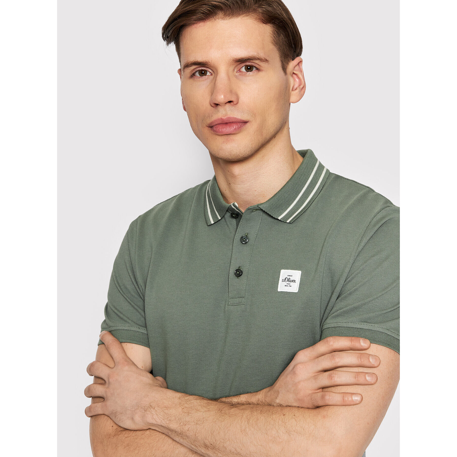 s.Oliver Tricou polo 2111299 Verde Regular Fit - Pled.ro