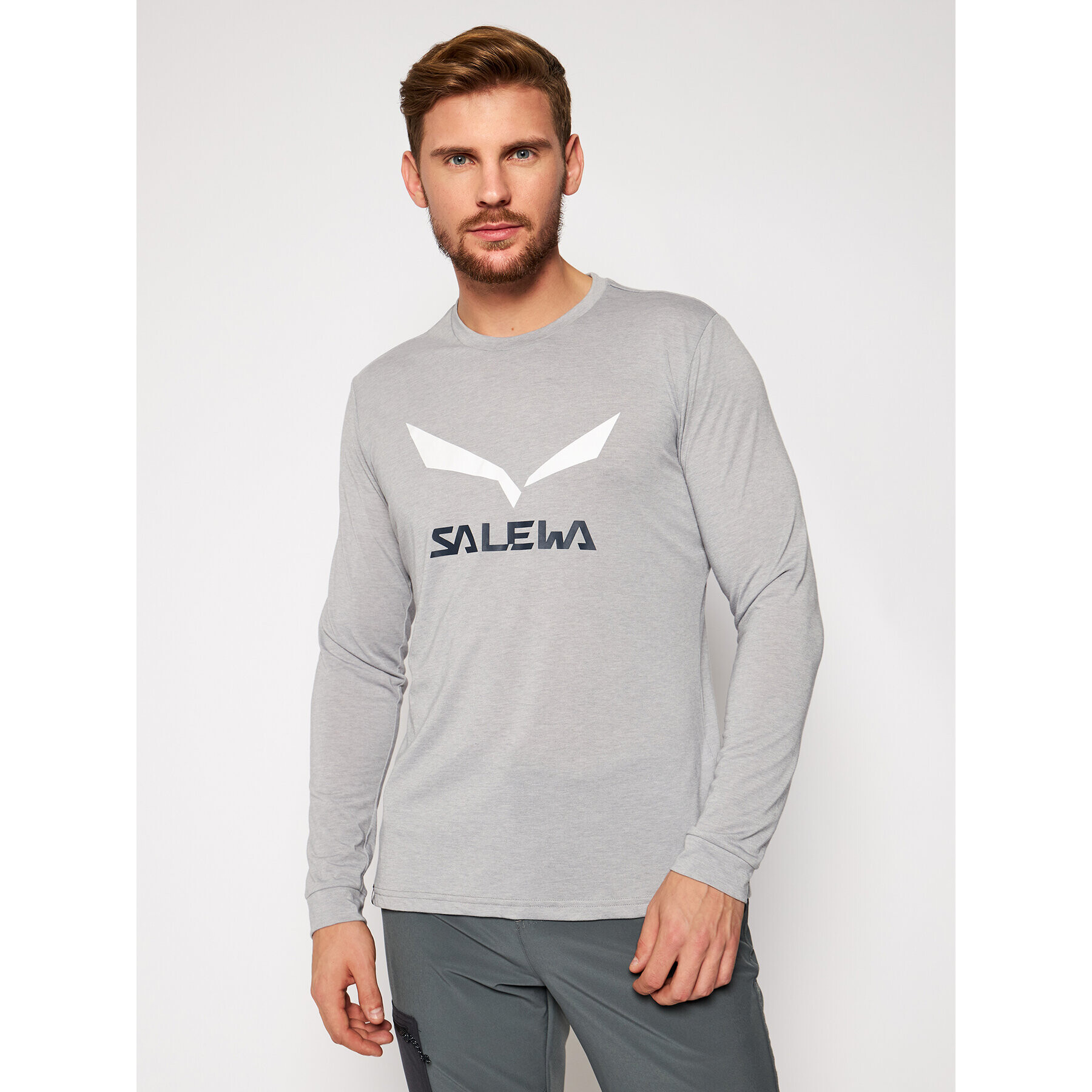 Salewa Tricou tehnic Solidlogo Dry 27340 Gri Regular Fit - Pled.ro