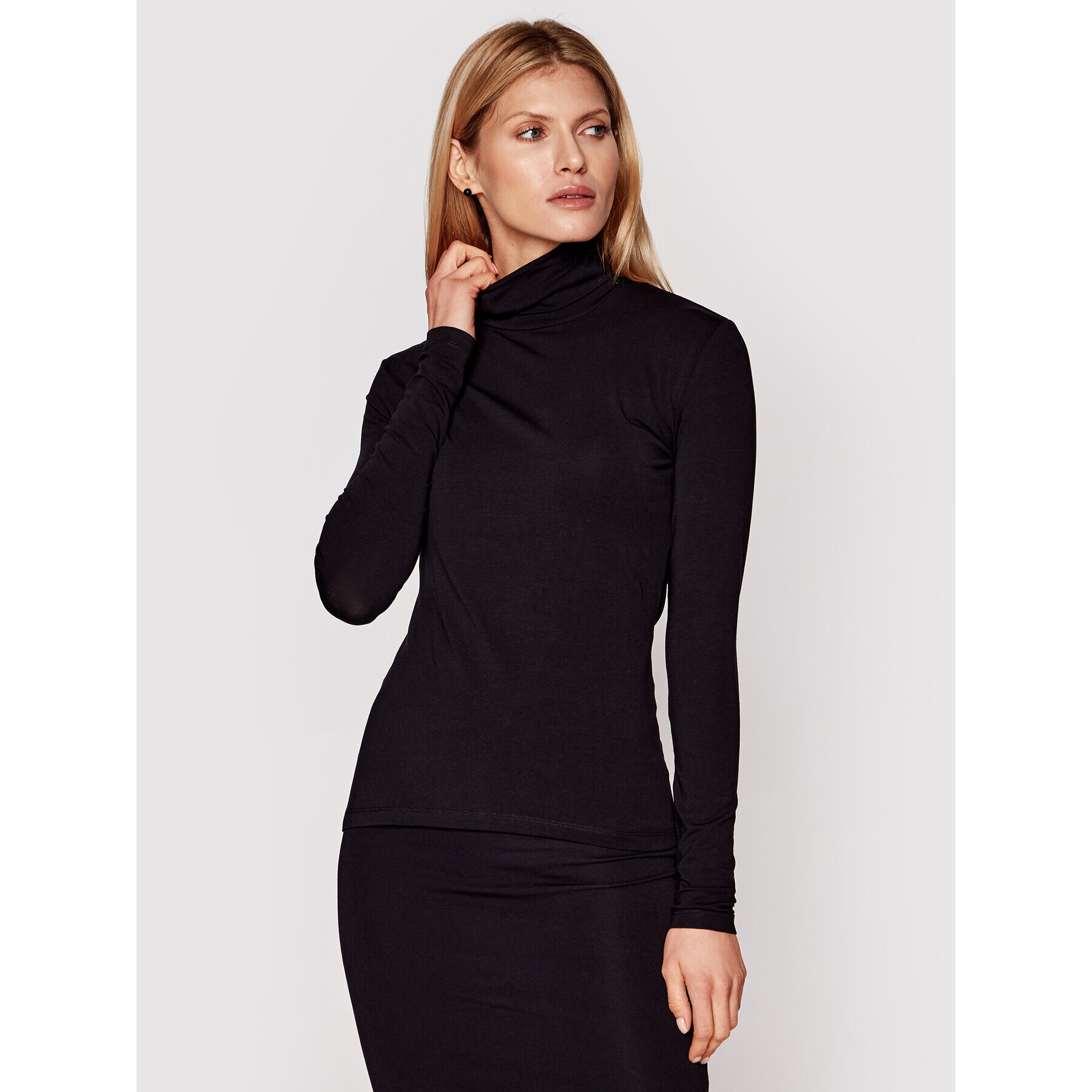 Samsøe Samsøe Bluză cu gât Ester T-n 265 F00013122 Negru Slim Fit - Pled.ro