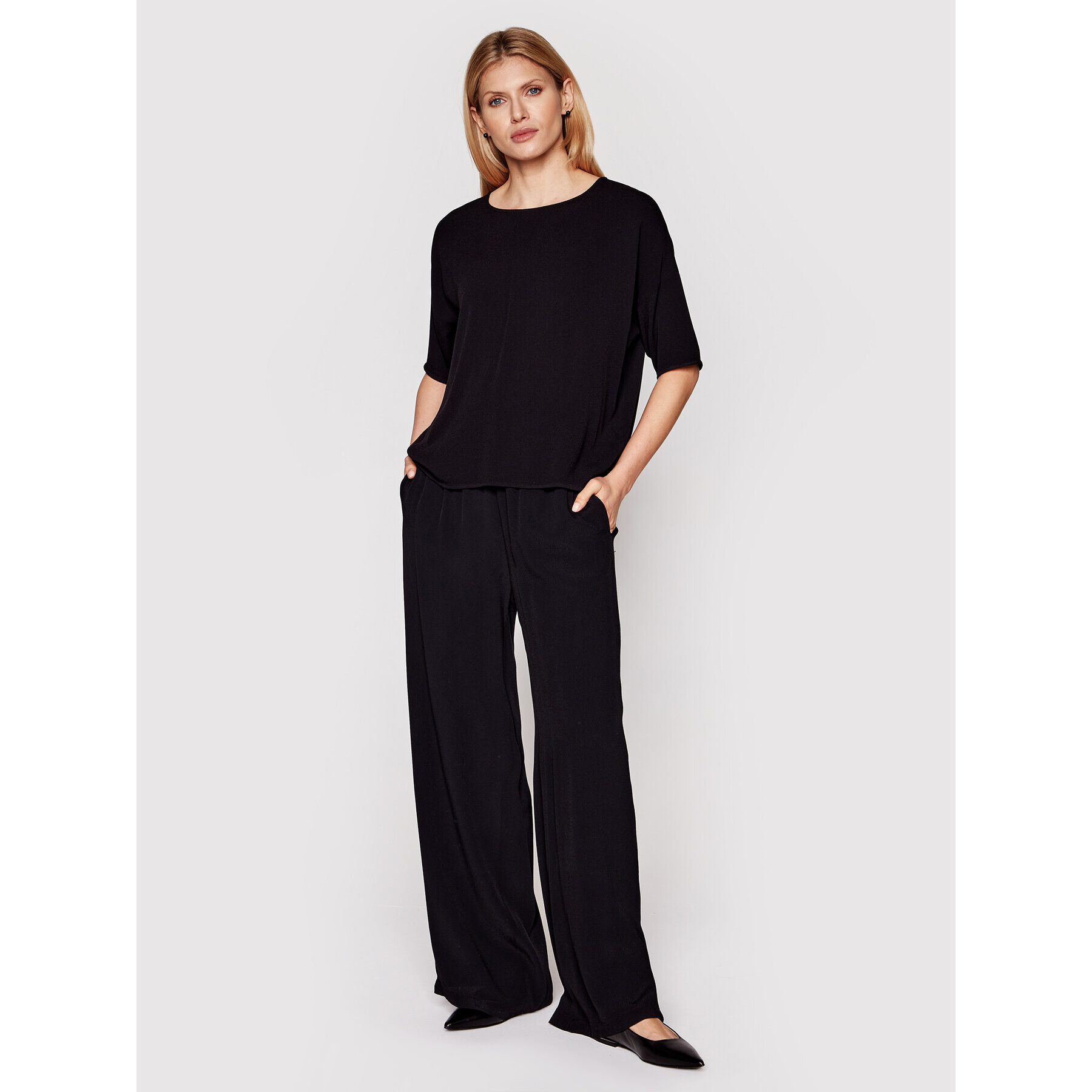 Samsøe Samsøe Bluză Mains F00012102 Negru Oversize - Pled.ro