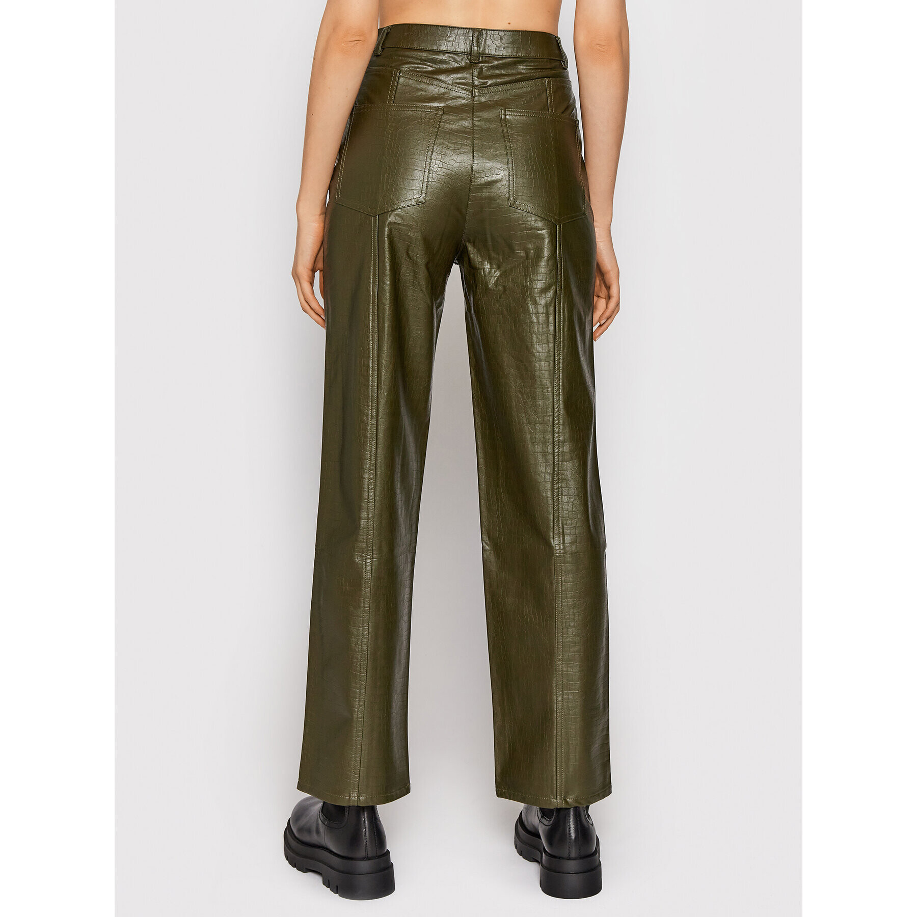 Samsøe Samsøe Pantaloni din imitație de piele Novah F21300033 Verde Regular Fit - Pled.ro