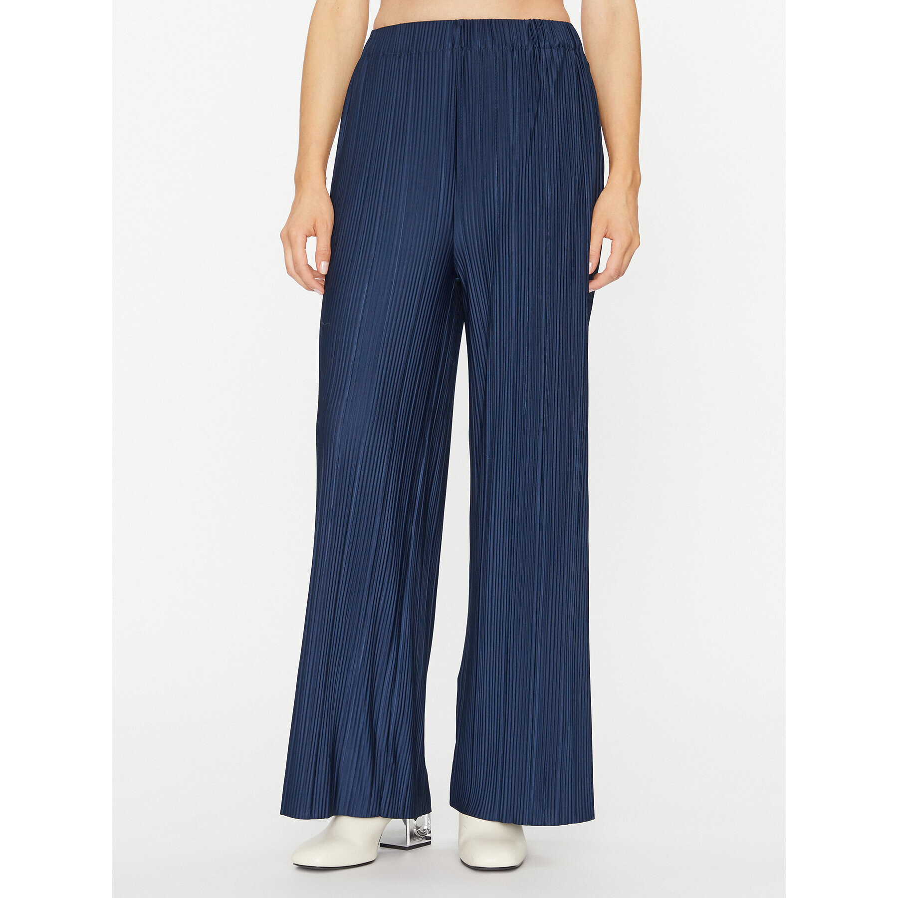 Samsøe Samsøe Pantaloni din material Uma F21200187 Bleumarin Wide Leg - Pled.ro