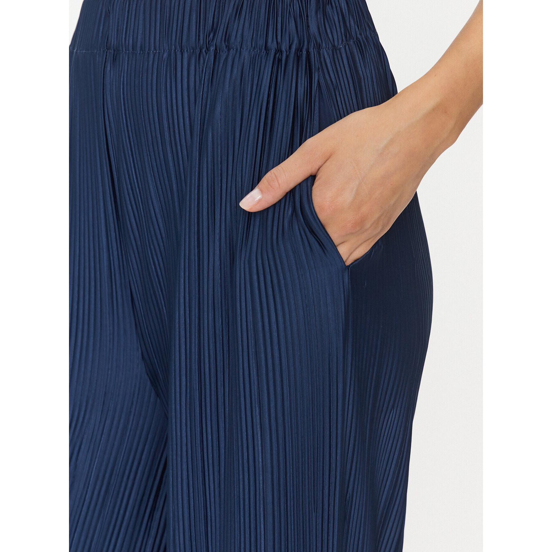 Samsøe Samsøe Pantaloni din material Uma F21200187 Bleumarin Wide Leg - Pled.ro