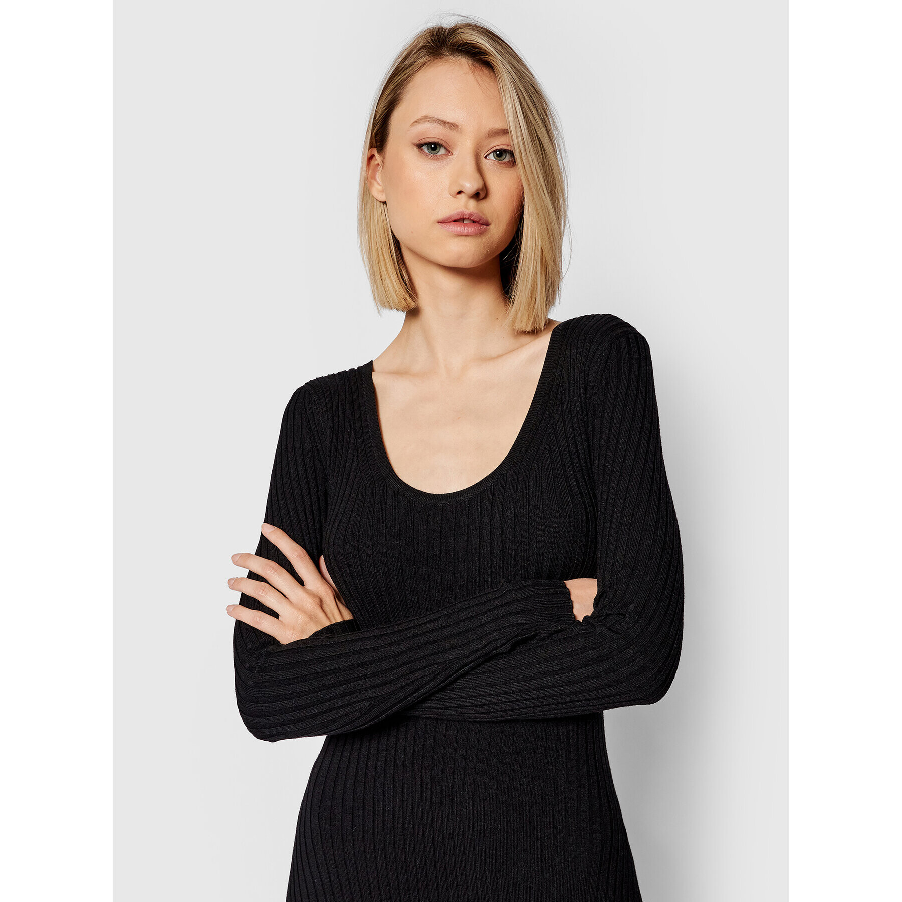 Samsøe Samsøe Rochie tricotată Hazel F21200009 Negru Slim Fit - Pled.ro