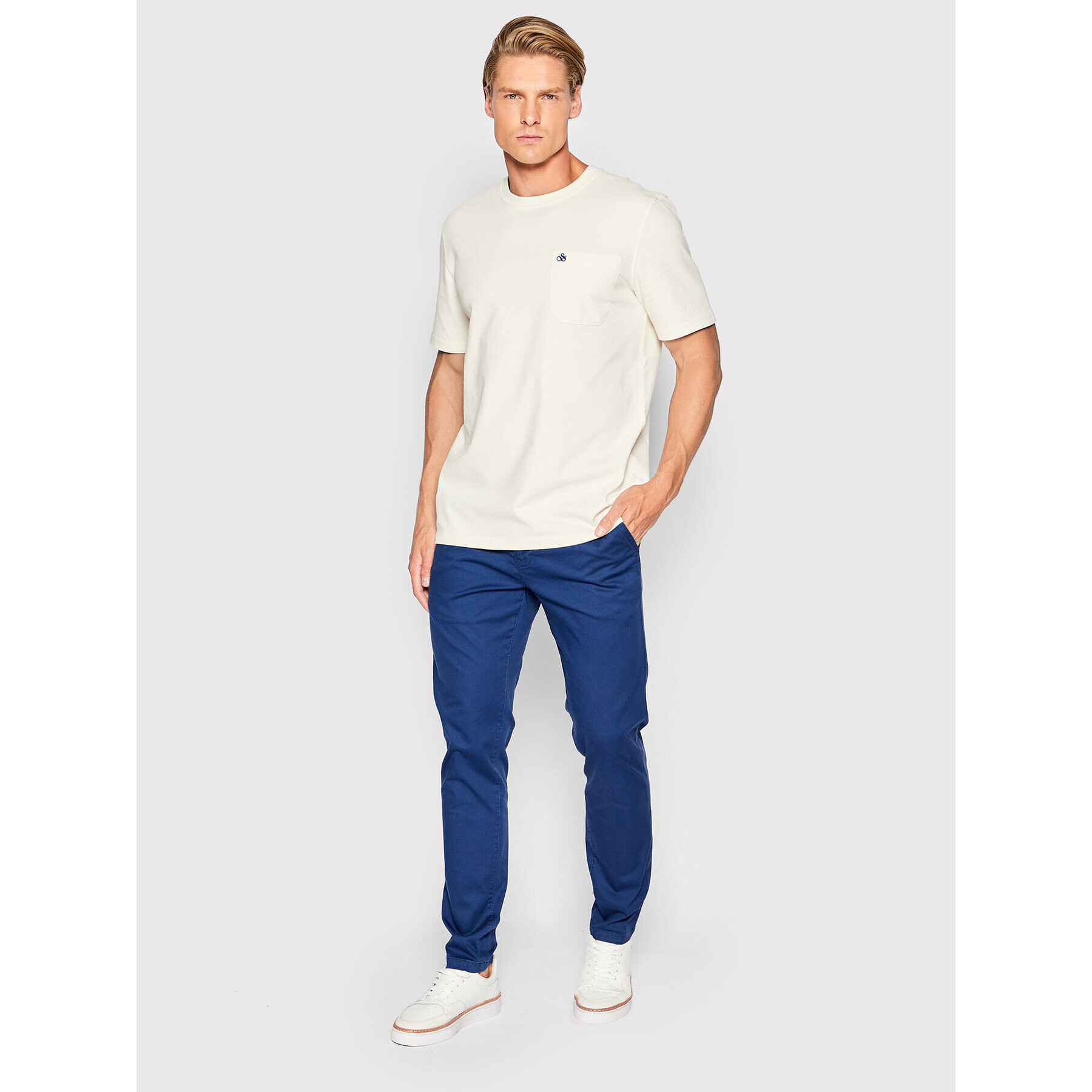 Scotch & Soda Pantaloni chino 167137 Bleumarin Slim Fit - Pled.ro