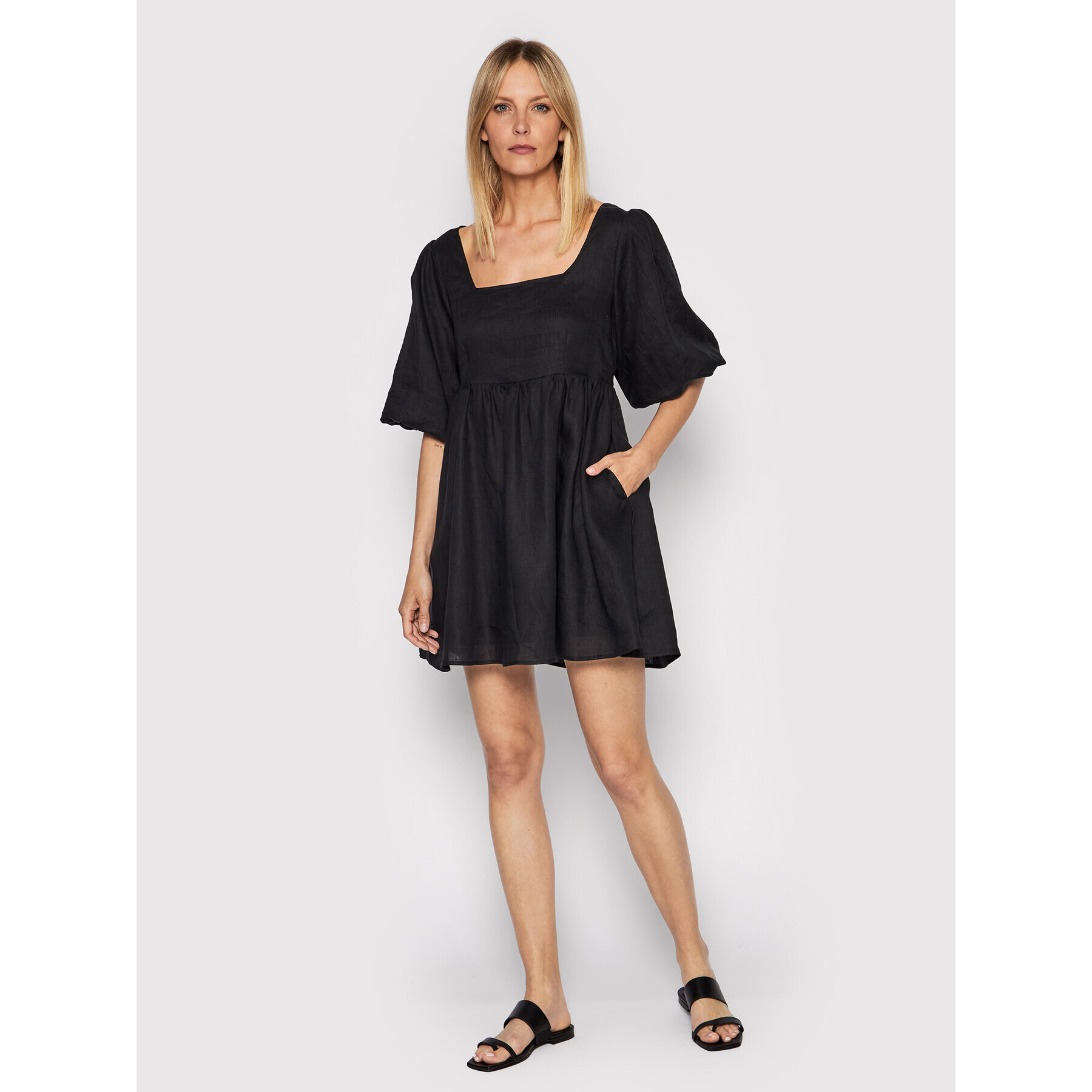 Seafolly Rochie de vară Shoreline Cover Up 54736-CU Negru Relaxed Fit - Pled.ro