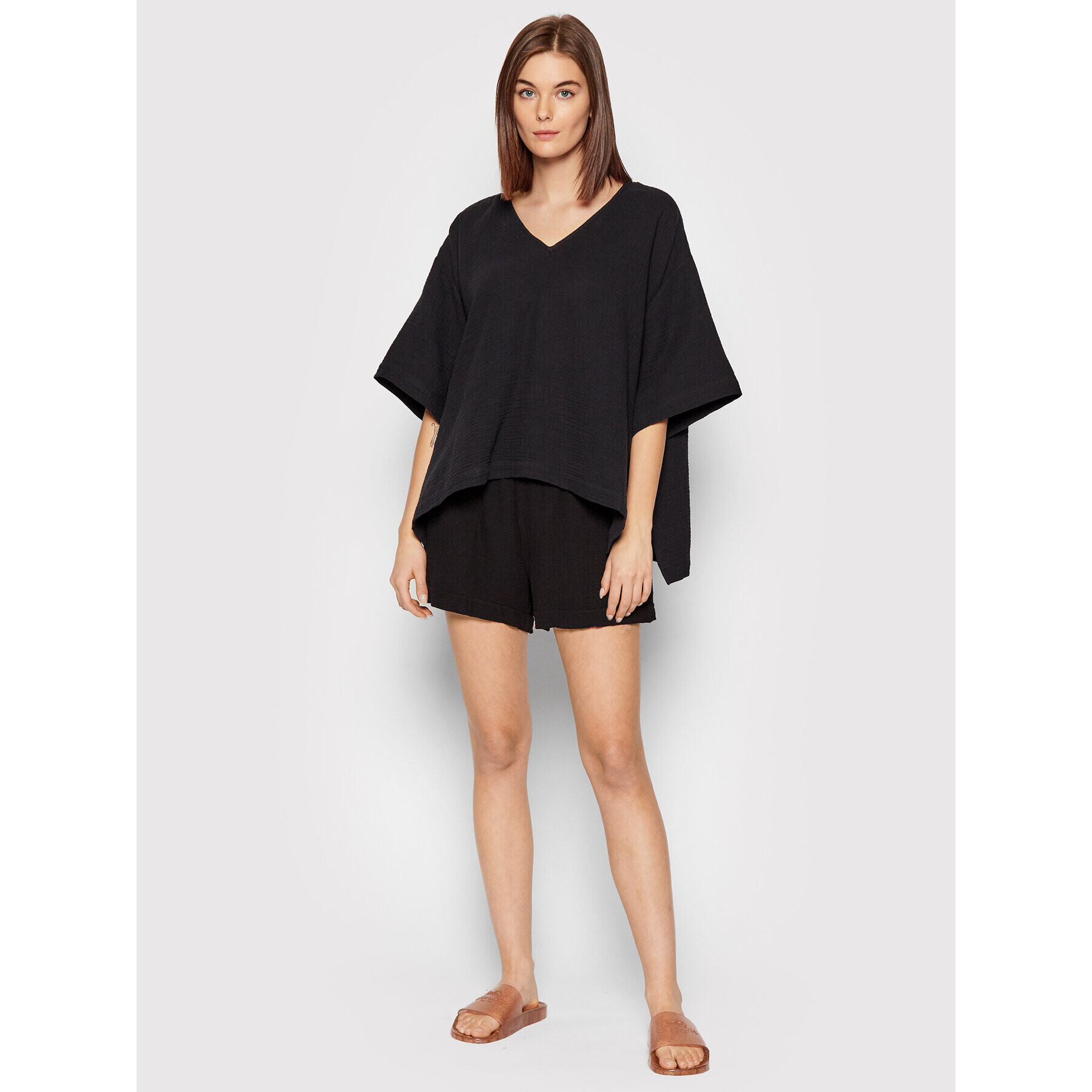 Seafolly Tricou Double Cloth 54257-TO Negru Oversize - Pled.ro