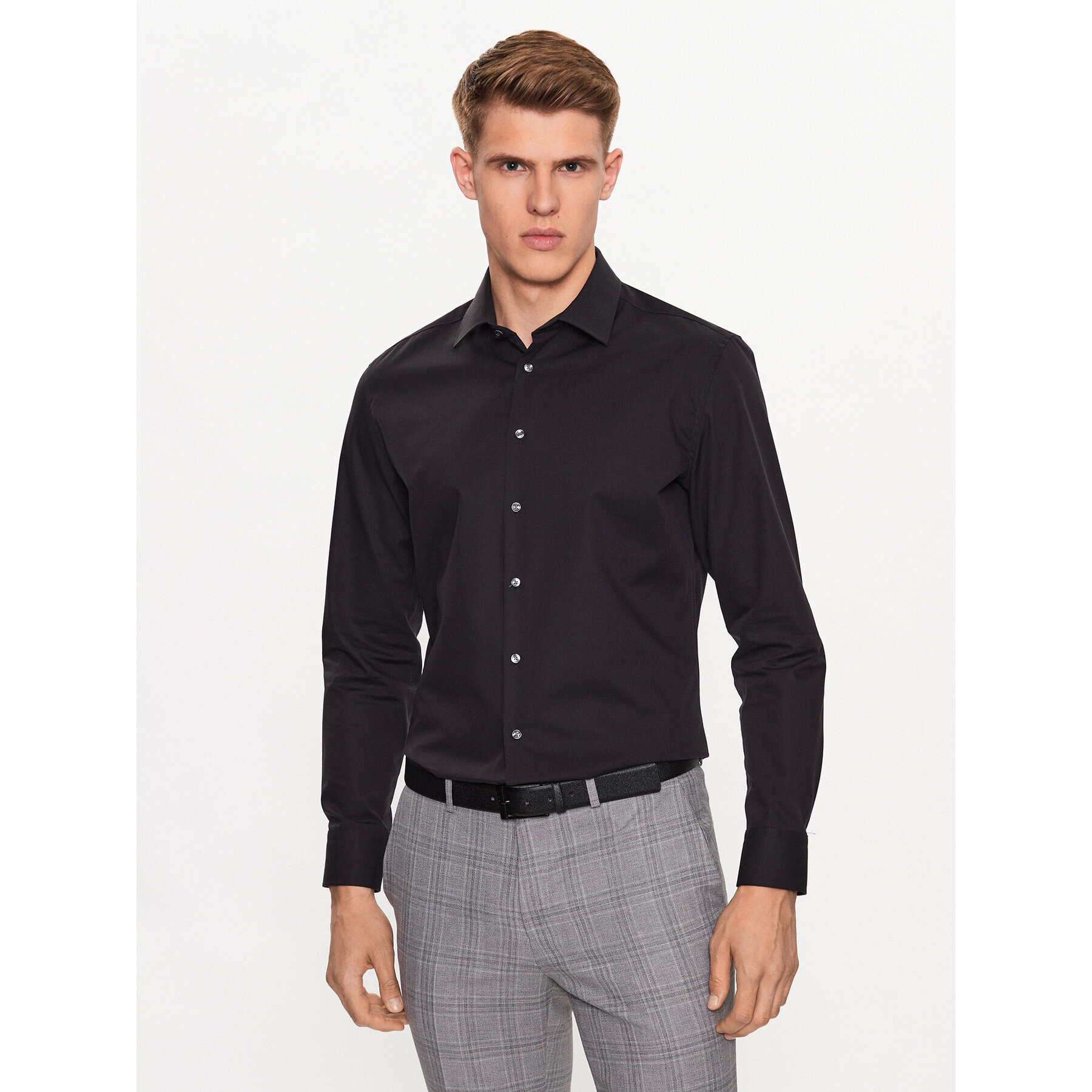 Seidensticker Cămașă 01.675198 Negru Slim Fit - Pled.ro