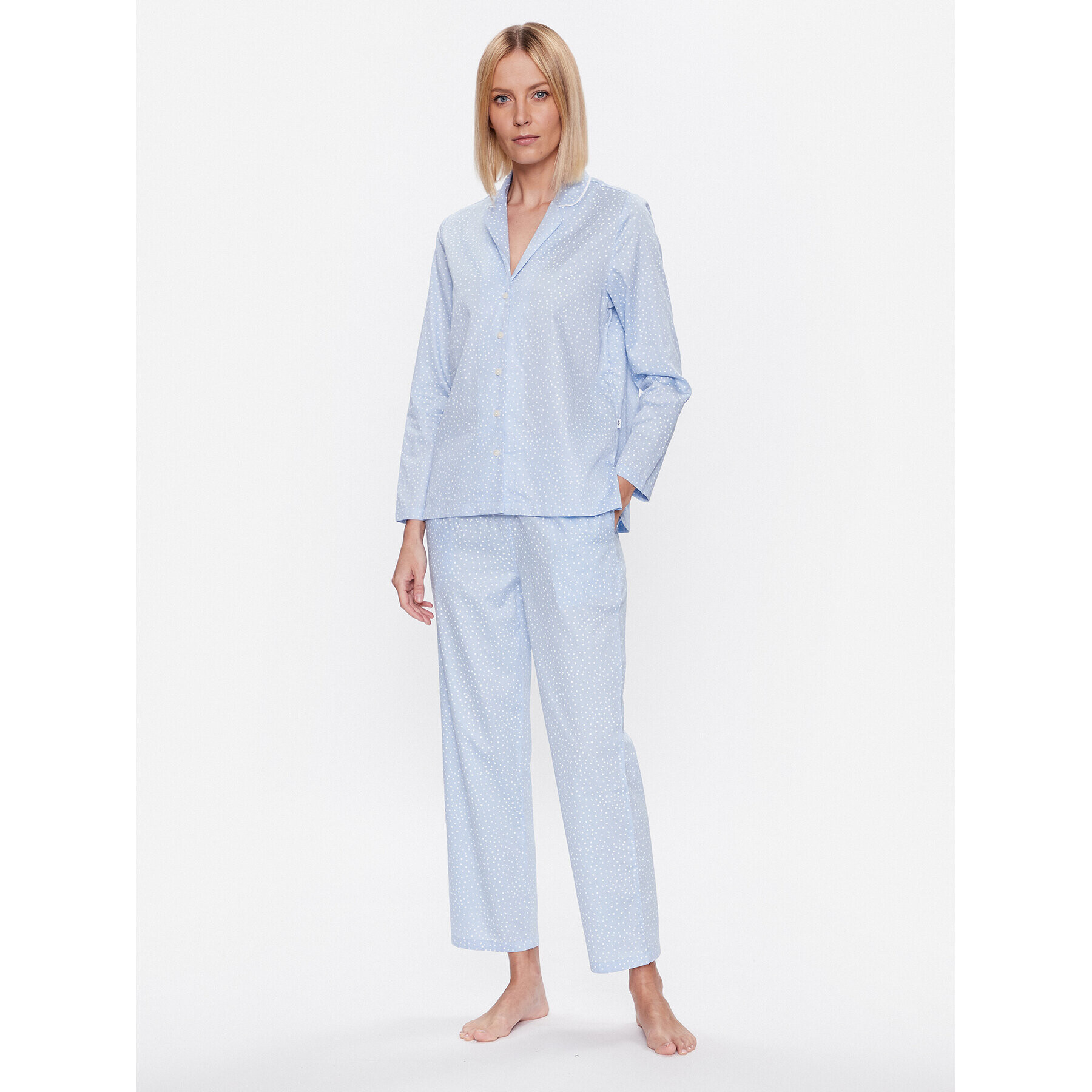 Seidensticker Pantaloni pijama Woven Satin Pajama Pant Albastru Straight Fit - Pled.ro