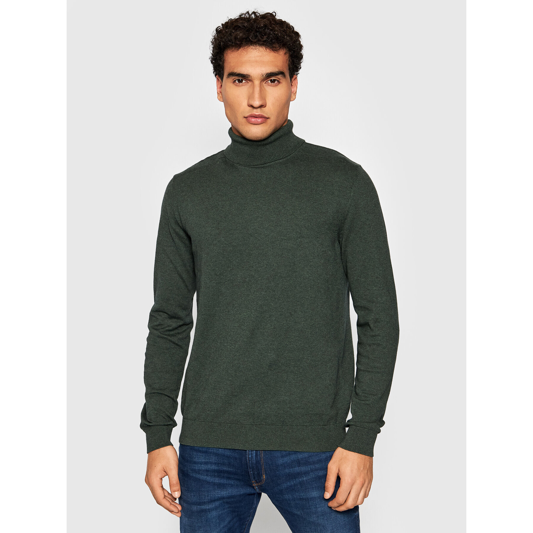 Selected Homme Bluză cu gât Berg 16074684 Verde Regular Fit - Pled.ro