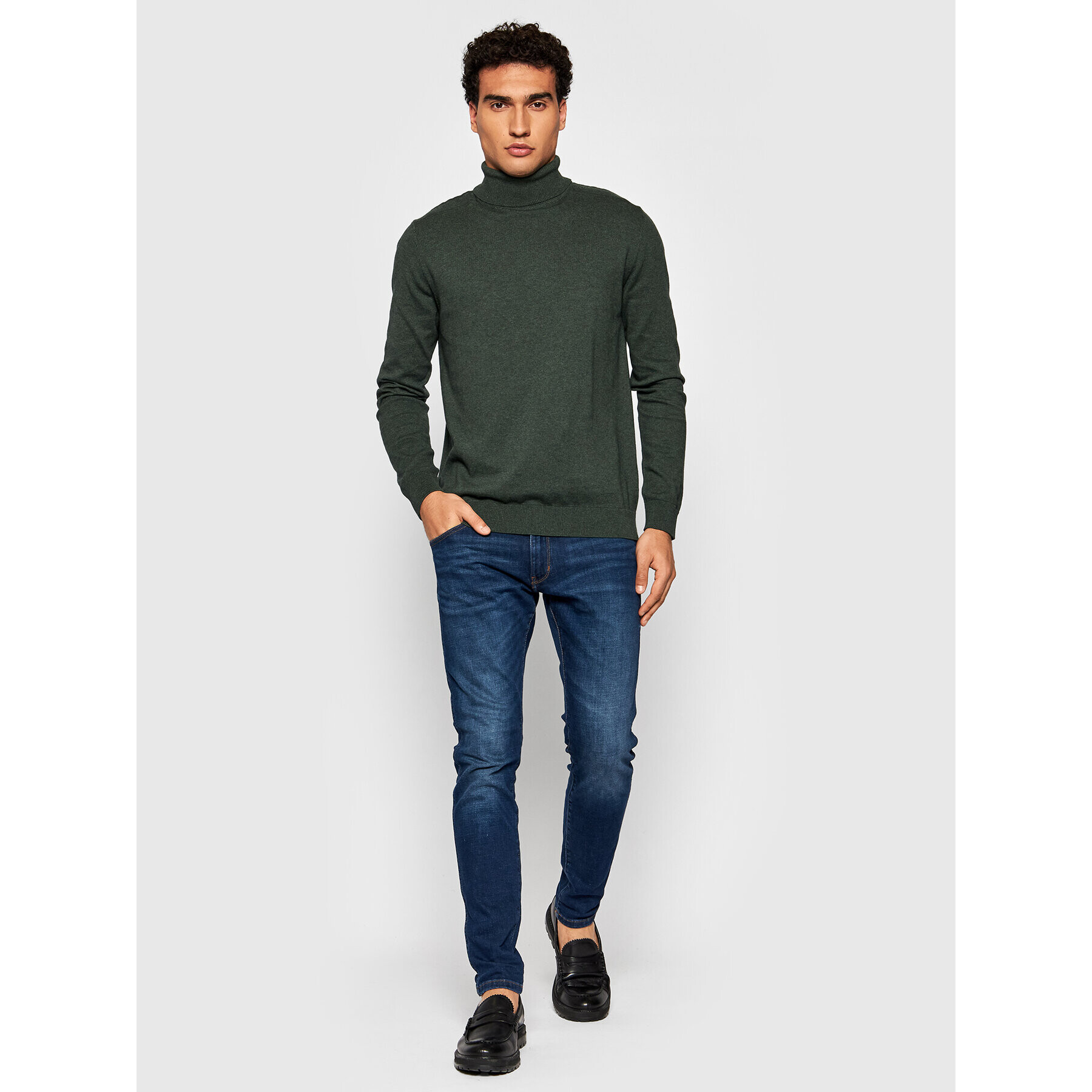 Selected Homme Bluză cu gât Berg 16074684 Verde Regular Fit - Pled.ro