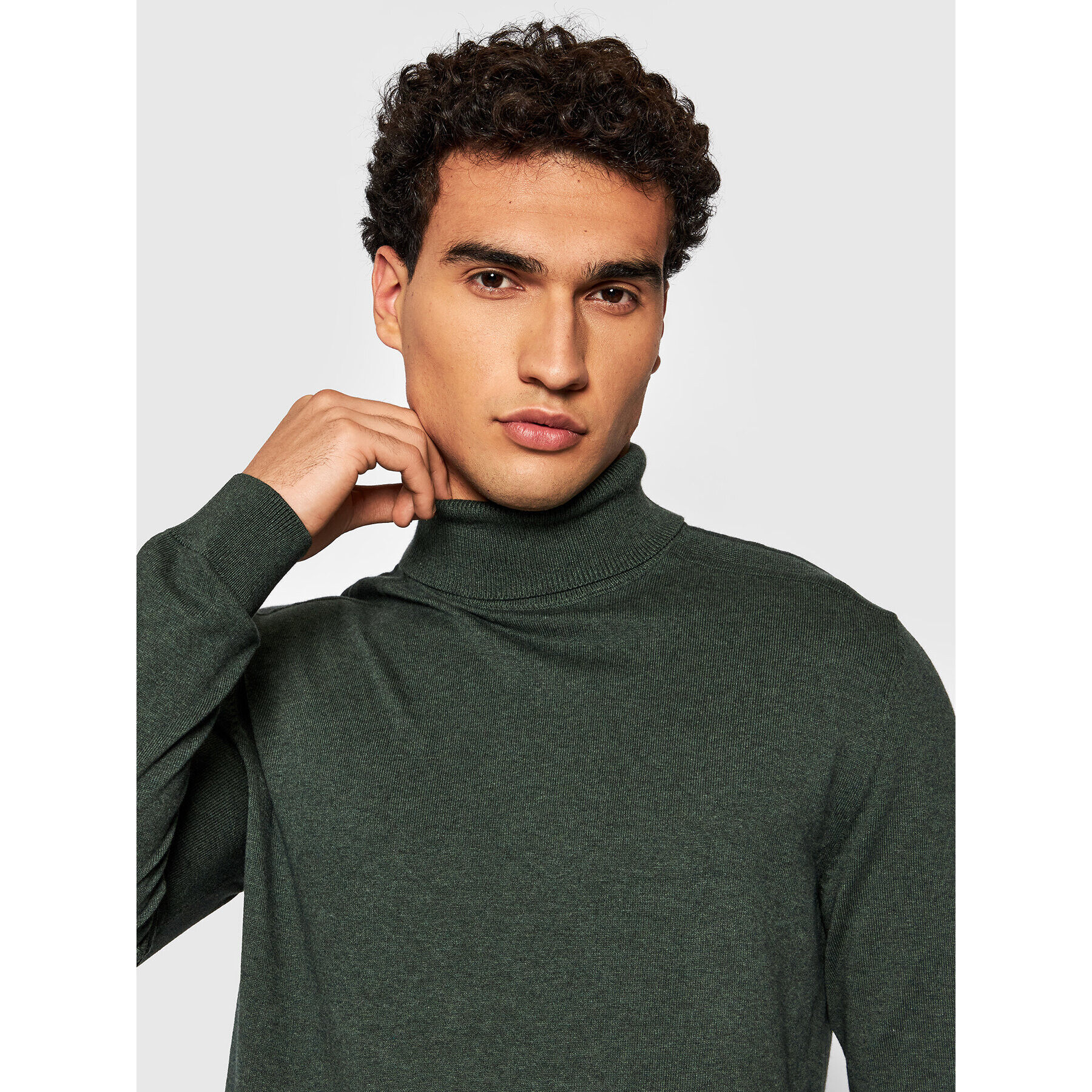 Selected Homme Bluză cu gât Berg 16074684 Verde Regular Fit - Pled.ro