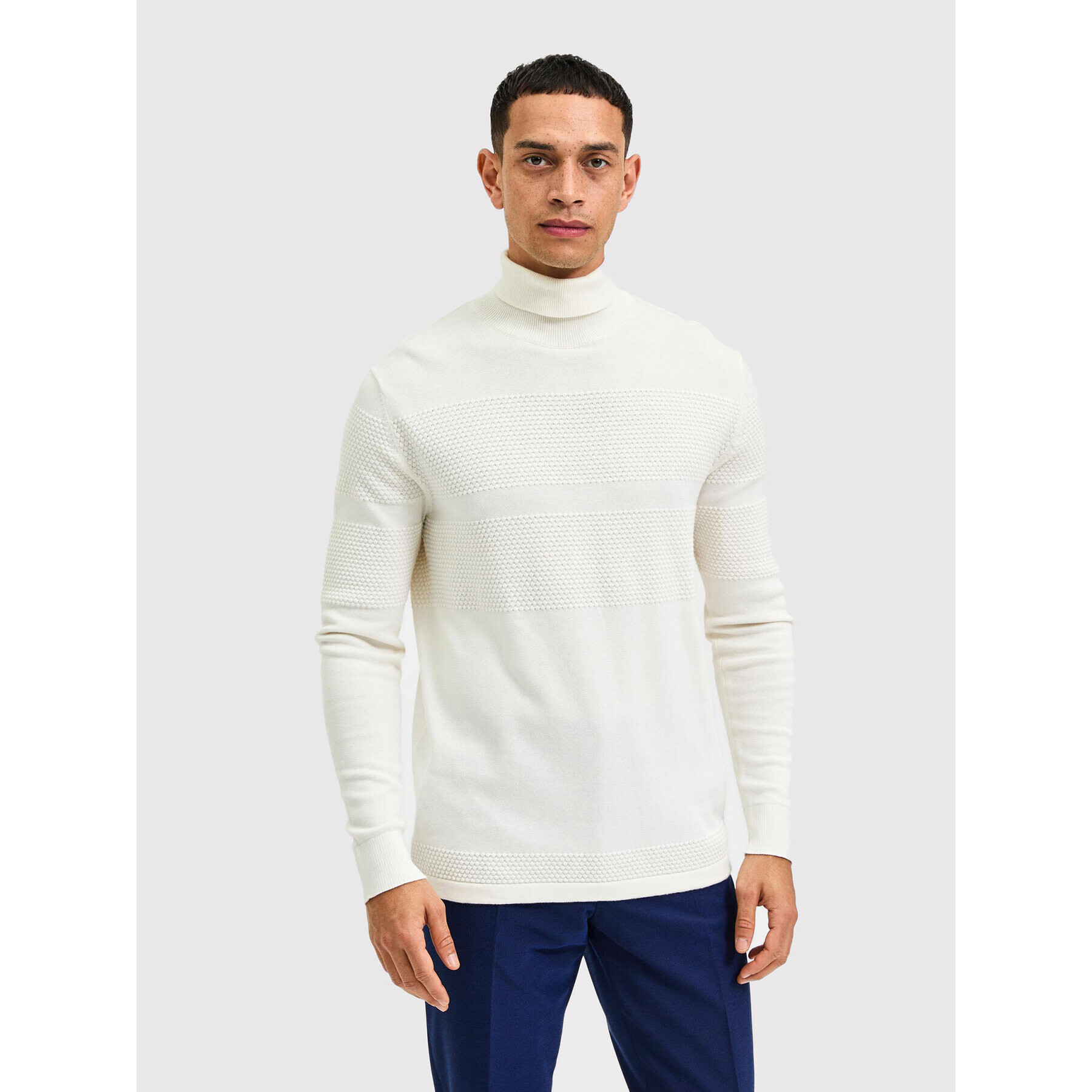 Selected Homme Bluză cu gât Maine 16084077 Alb Regular Fit - Pled.ro