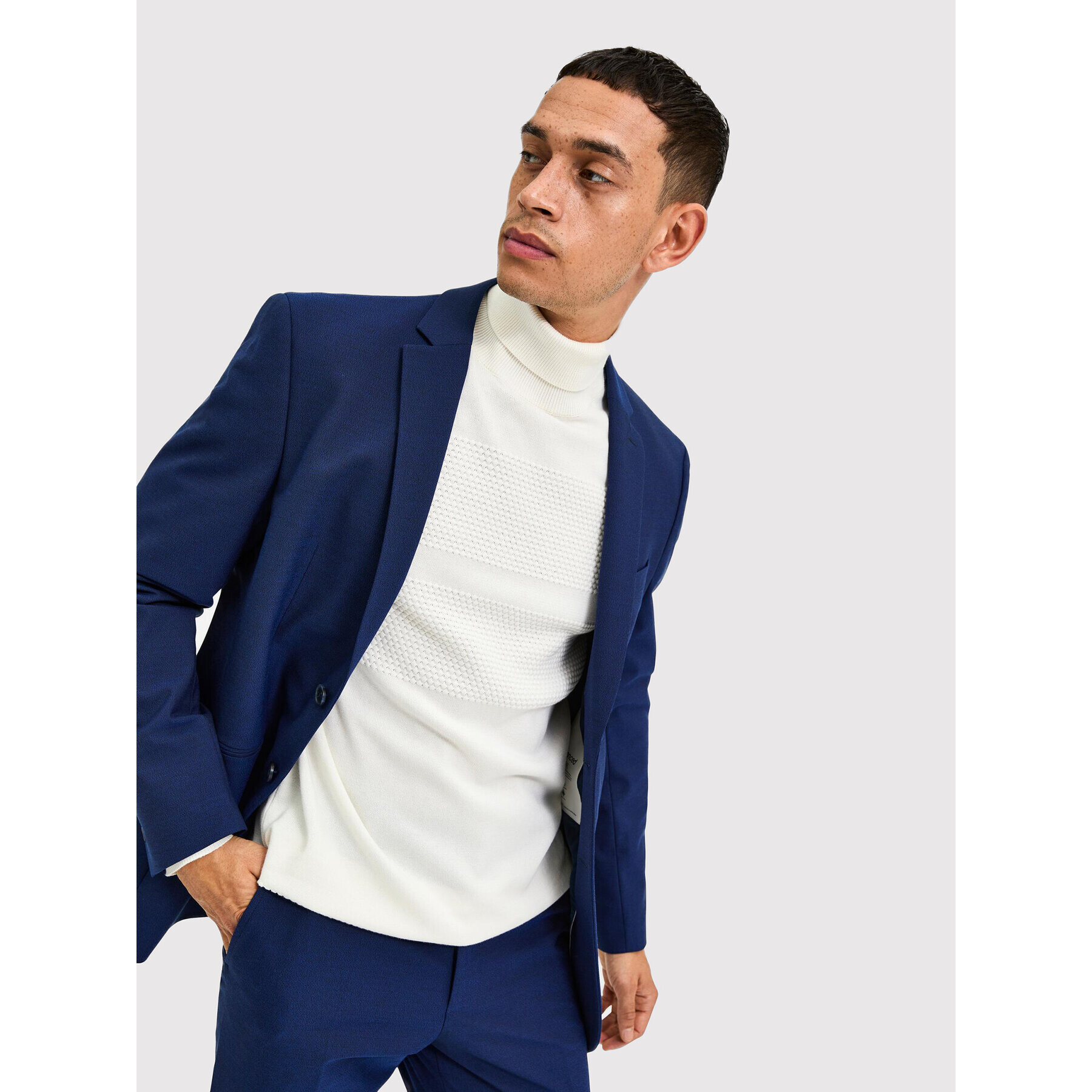 Selected Homme Bluză cu gât Maine 16084077 Alb Regular Fit - Pled.ro