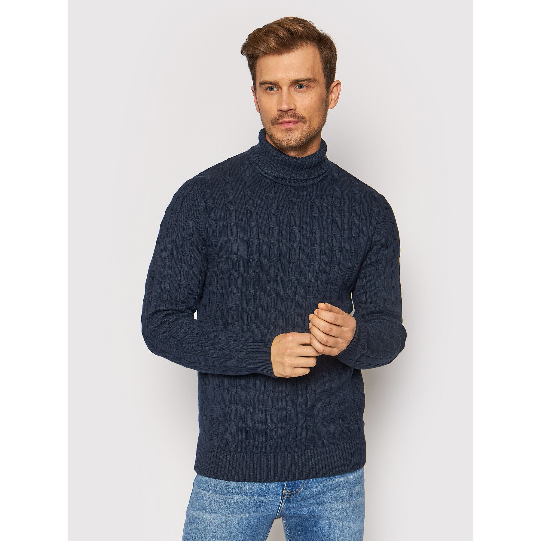 Selected Homme Bluză cu gât Ryan 16077218 Bleumarin Regular Fit - Pled.ro