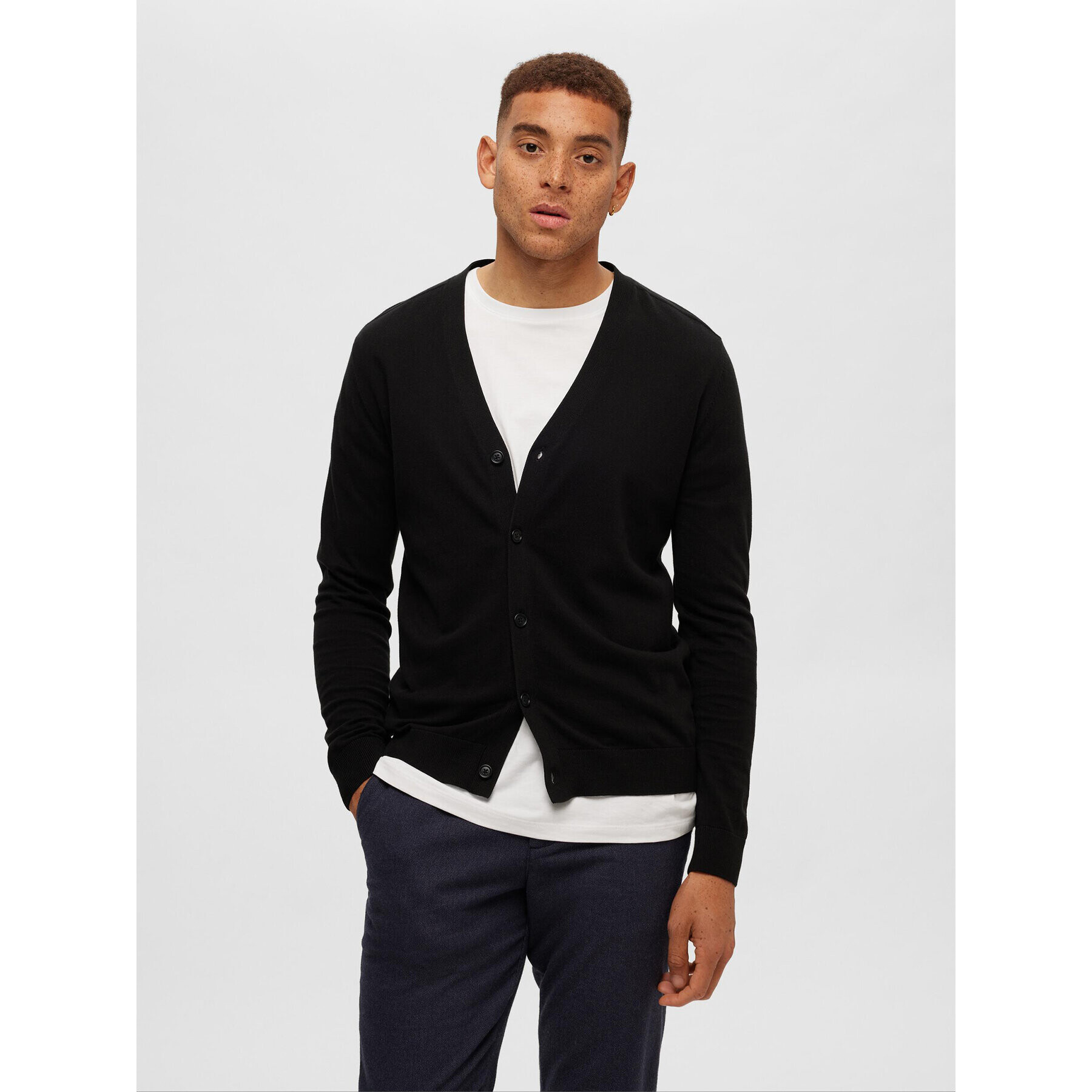 Selected Homme Cardigan Berg 16090146 Negru Regular Fit - Pled.ro