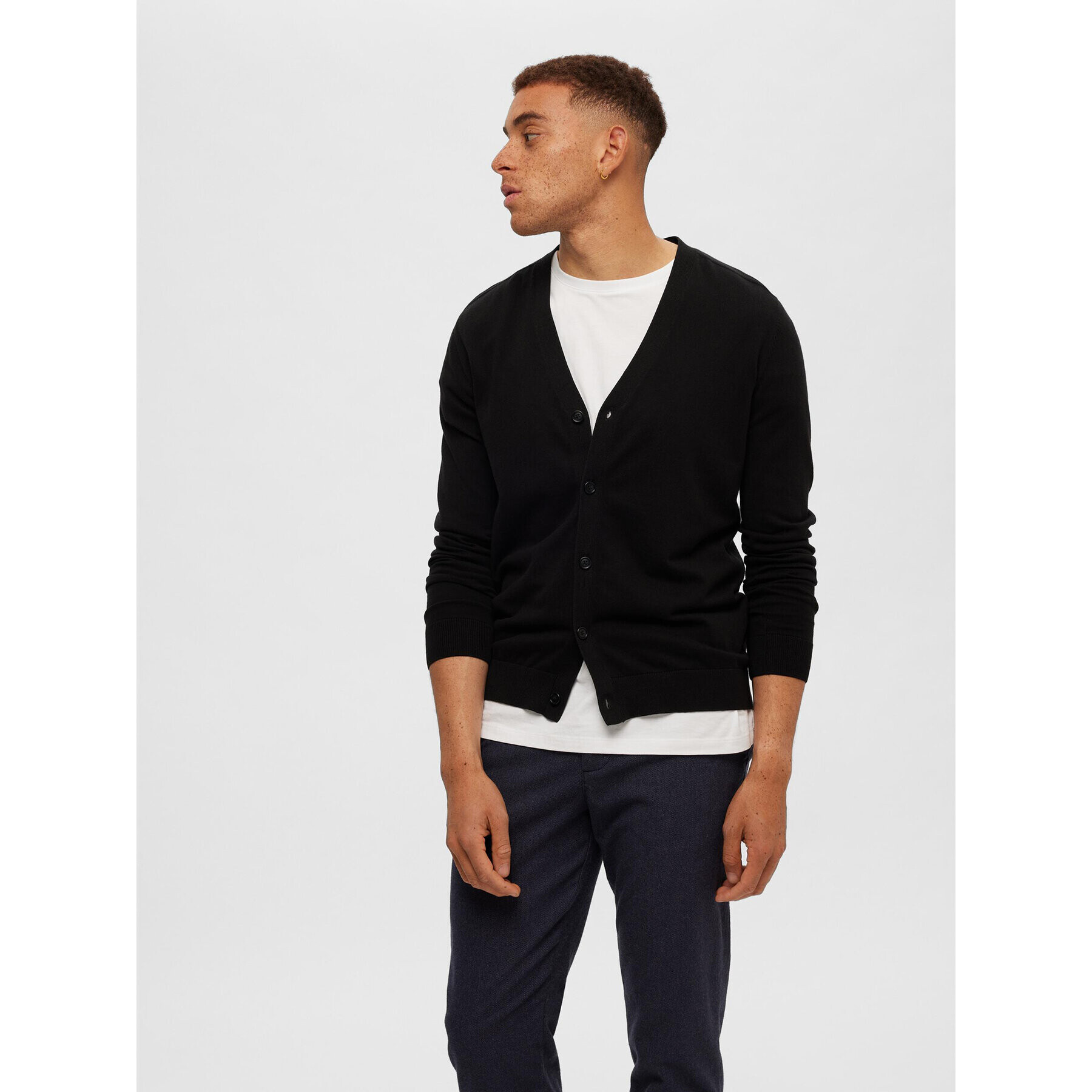 Selected Homme Cardigan Berg 16090146 Negru Regular Fit - Pled.ro