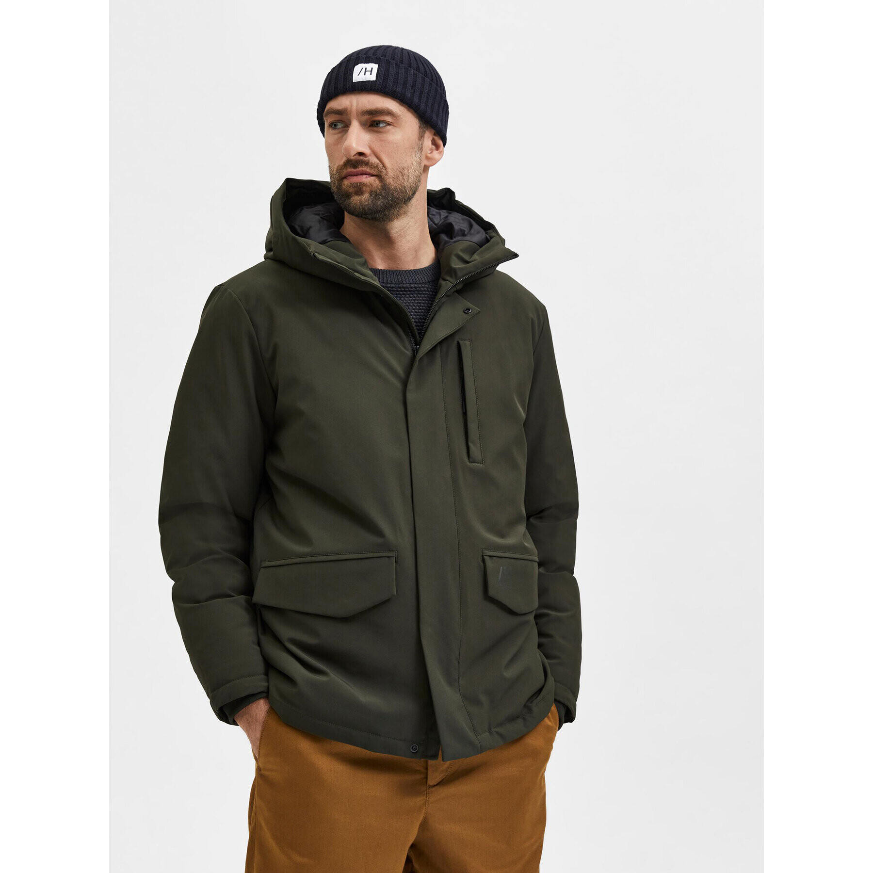 Selected Homme Geacă de iarnă Piet 16081559 Verde Regular Fit - Pled.ro