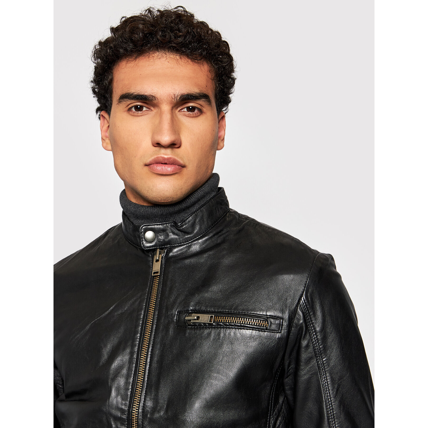 Selected Homme Geacă de piele Iconic 16077540 Negru Regular Fit - Pled.ro