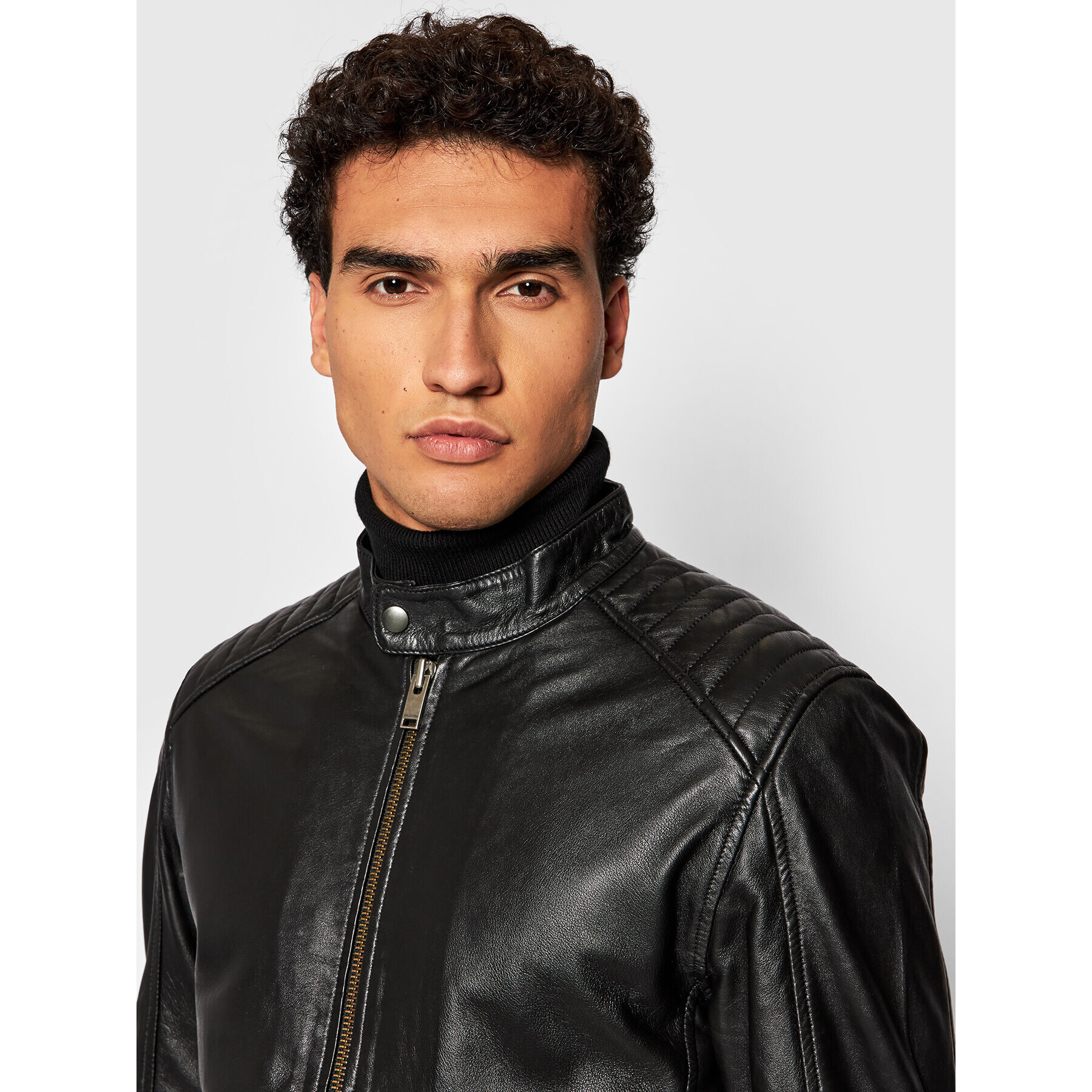 Selected Homme Geacă de piele Iconic 16077538 Negru Regular Fit - Pled.ro