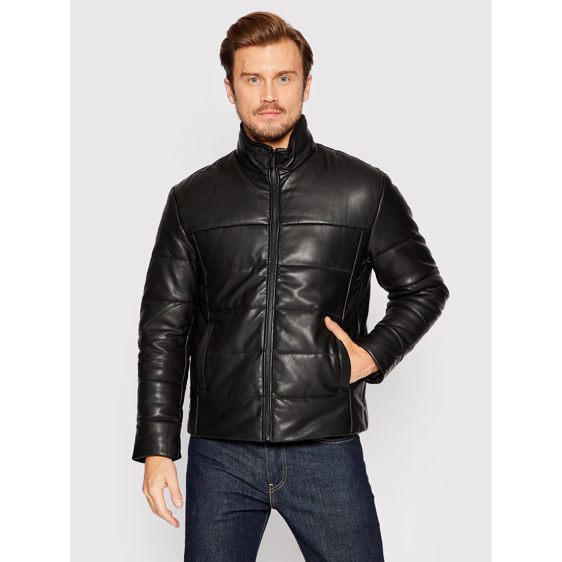 Selected Homme Geacă de piele Skyark 16085733 Negru Regular Fit - Pled.ro