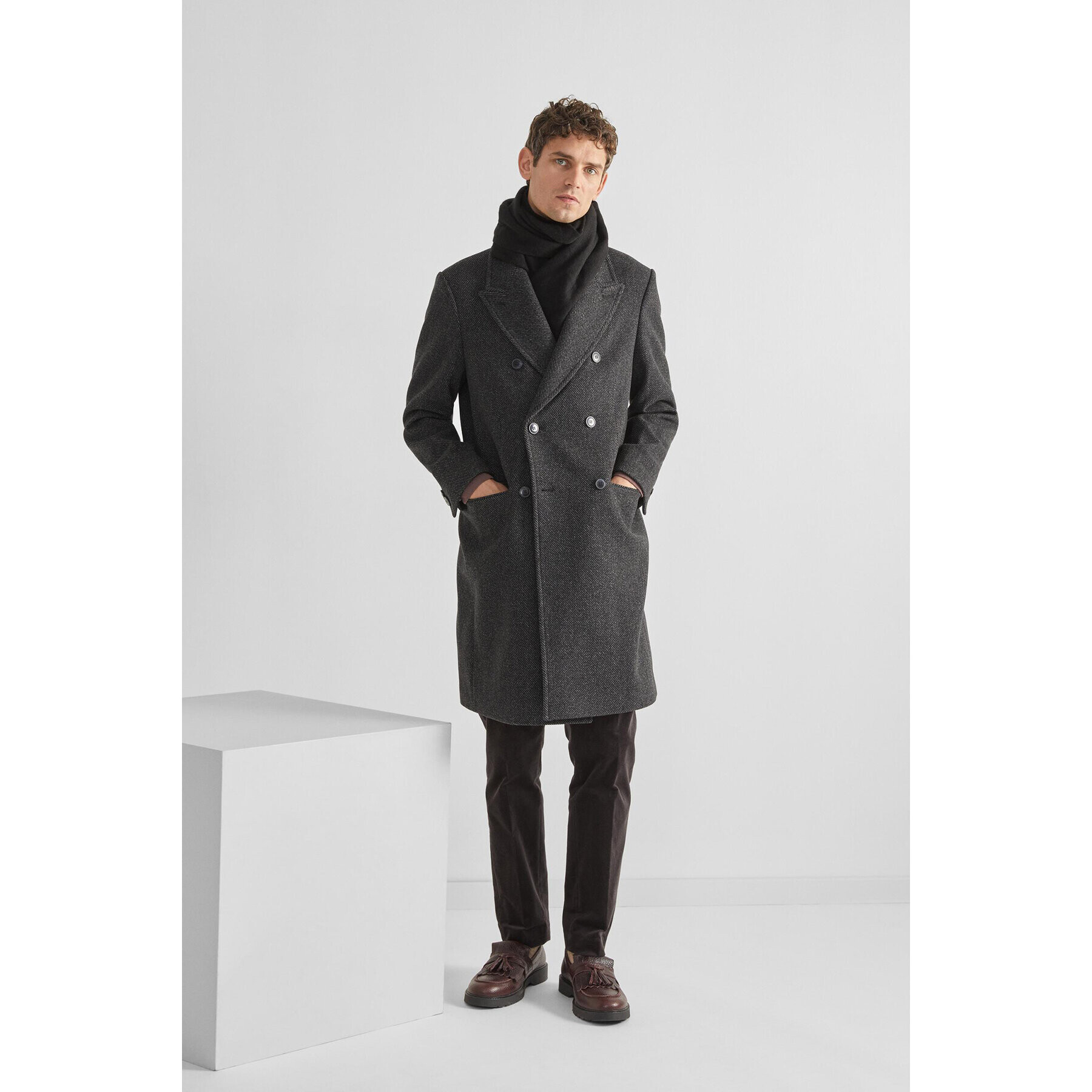 Selected Homme Palton de lână 16089380 Negru Regular Fit - Pled.ro