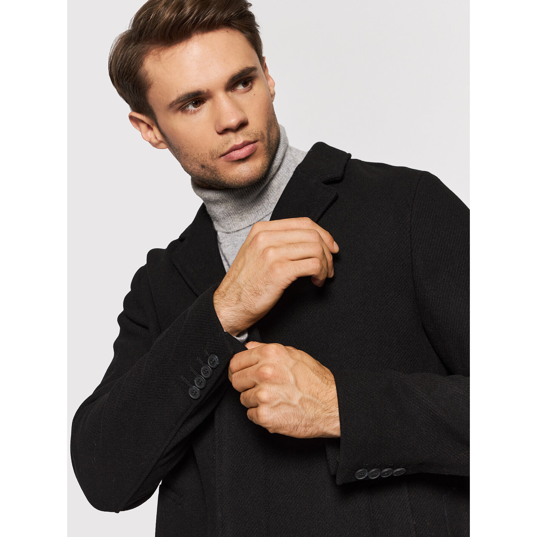 Selected Homme Palton de lână Hagen 16081403 Negru Regular Fit - Pled.ro