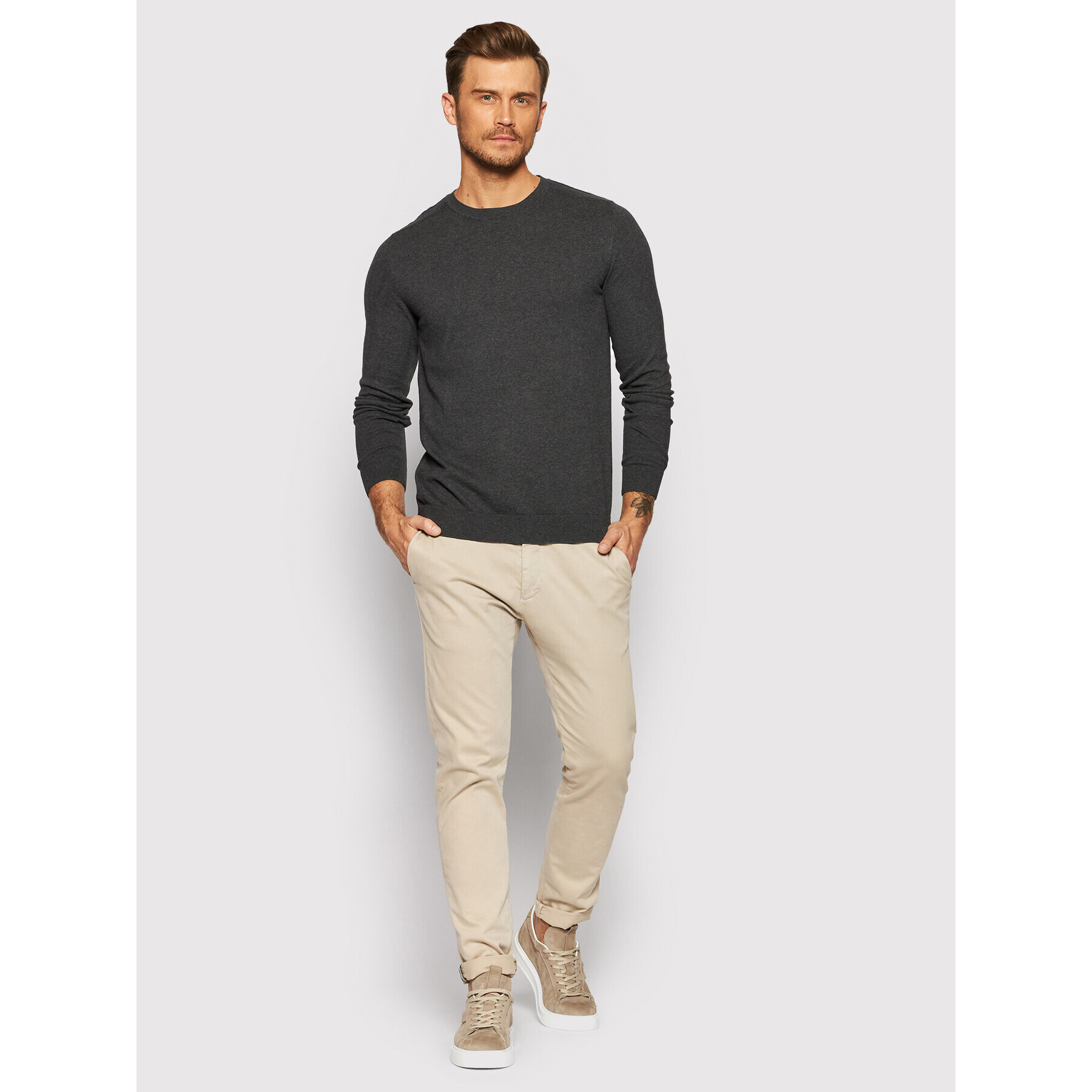 Selected Homme Pulover Berg 16074682 Gri Regular Fit - Pled.ro