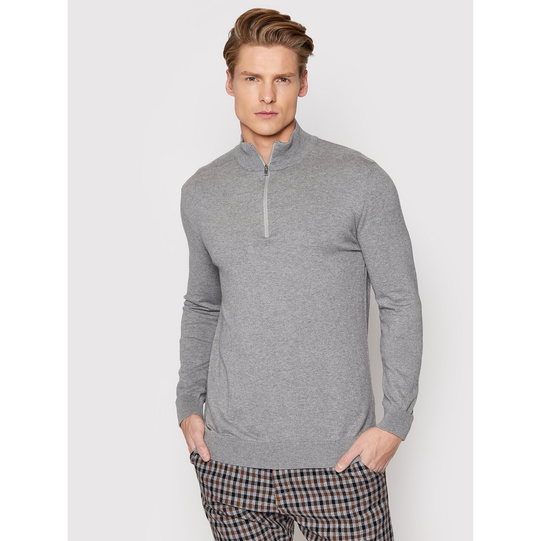 Selected Homme Pulover Berg 16074687 Gri Regular Fit - Pled.ro