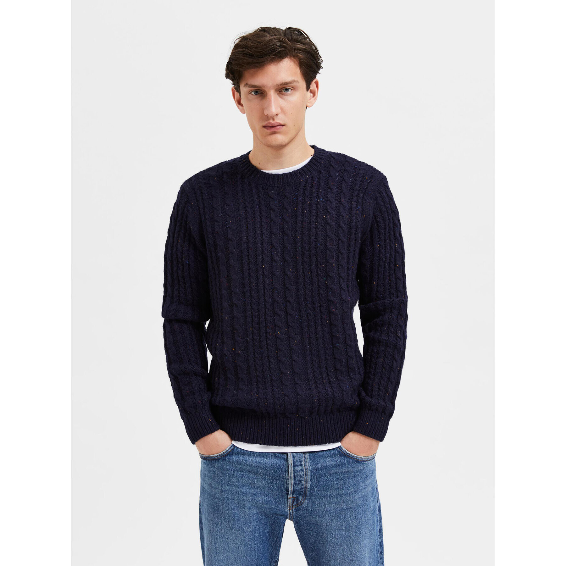 Selected Homme Pulover Henry 16086685 Bleumarin Relaxed Fit - Pled.ro